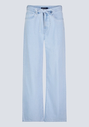 High Rise Wide Leg Alecia Women's Jeans, Light Vintage Blue - BL16011 Natural Fit Daily Fashion