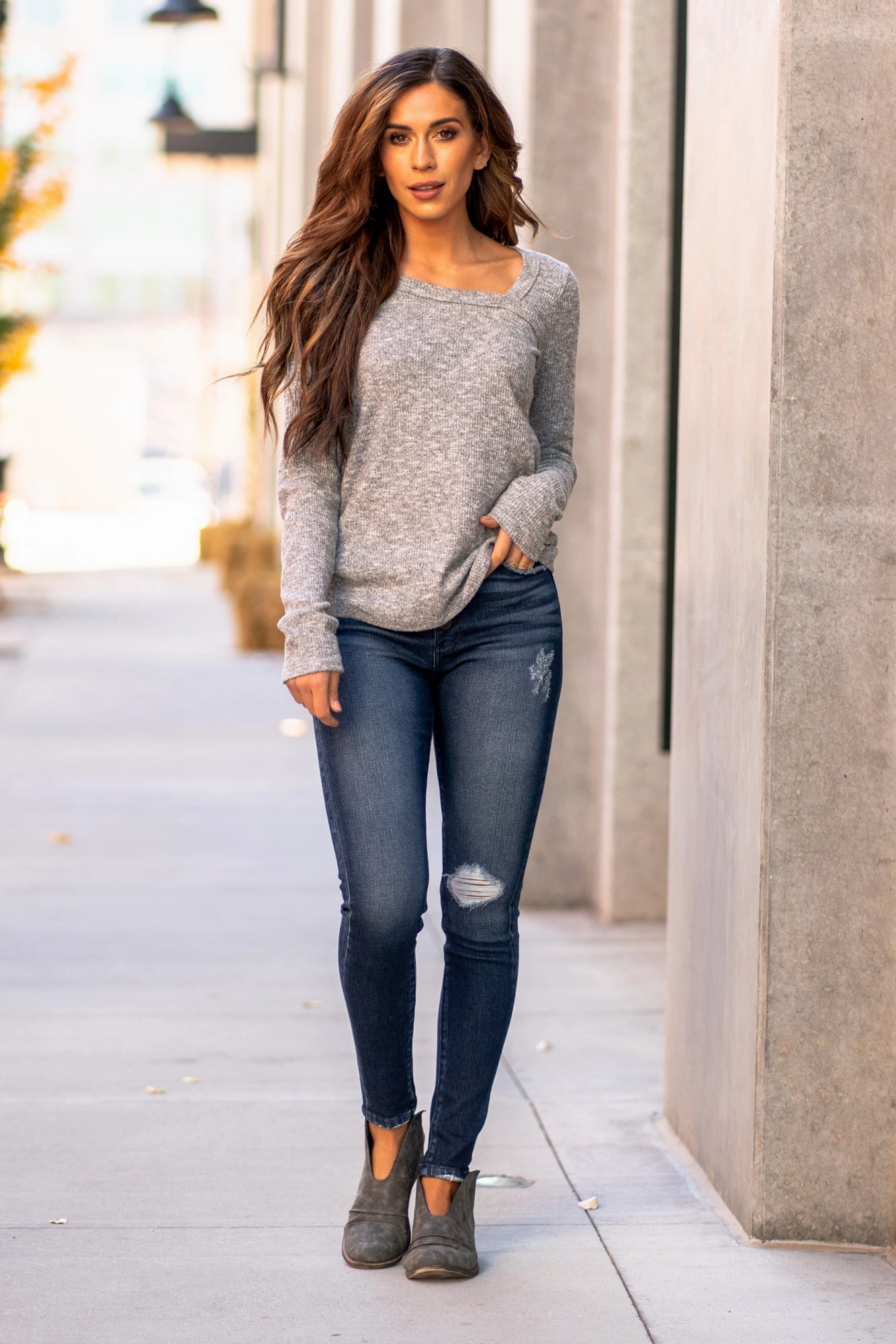 Travel Outfit Professional Wear KanCan Castine Curvy High Rise Button Fly Skinny Jeans Dark Blue Wash