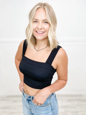 Shirred Square Neck Crop Top FadeResistant