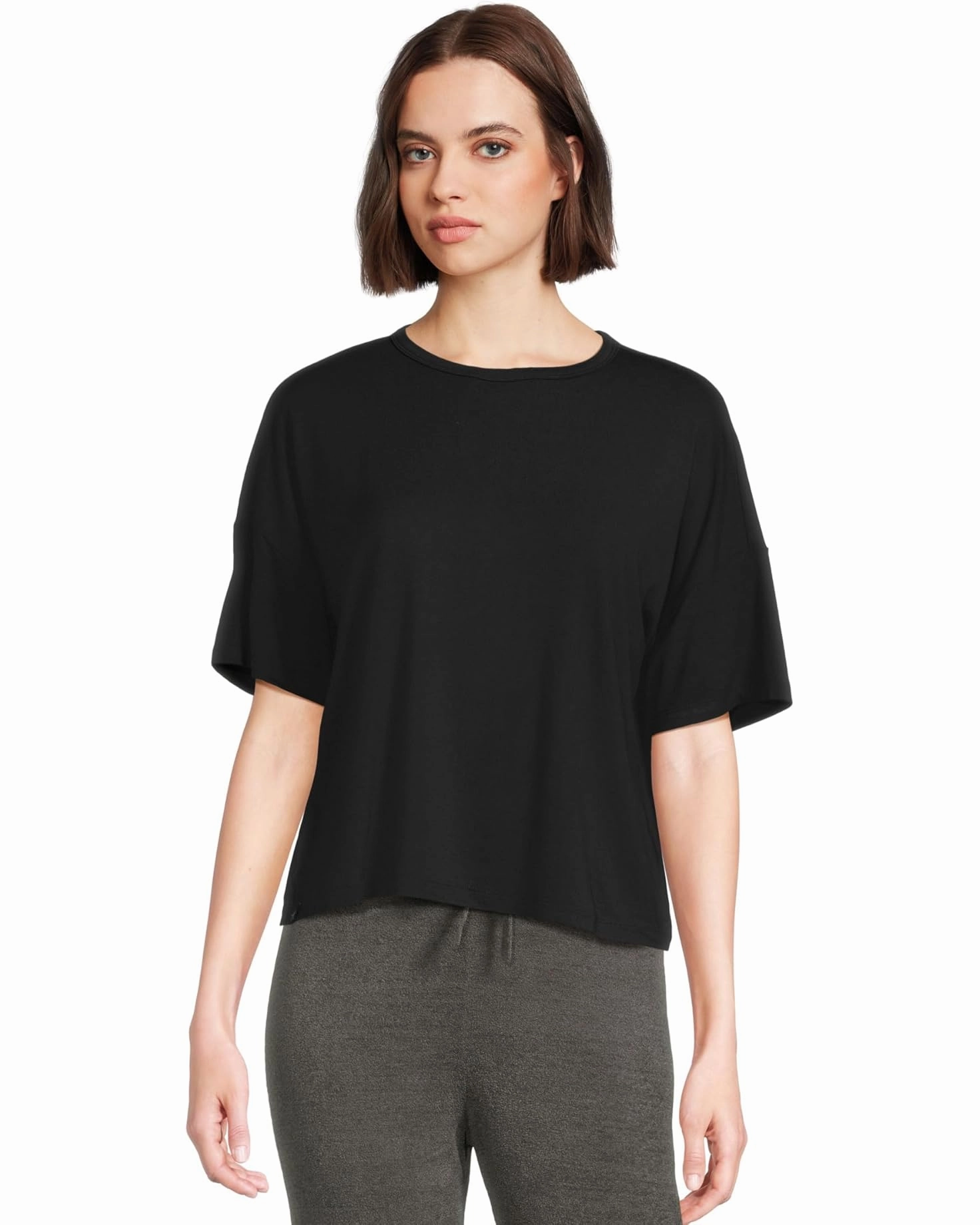 Active Wear Barefoot Dreams Jersey Short Sleeve Boxy Tee | Black