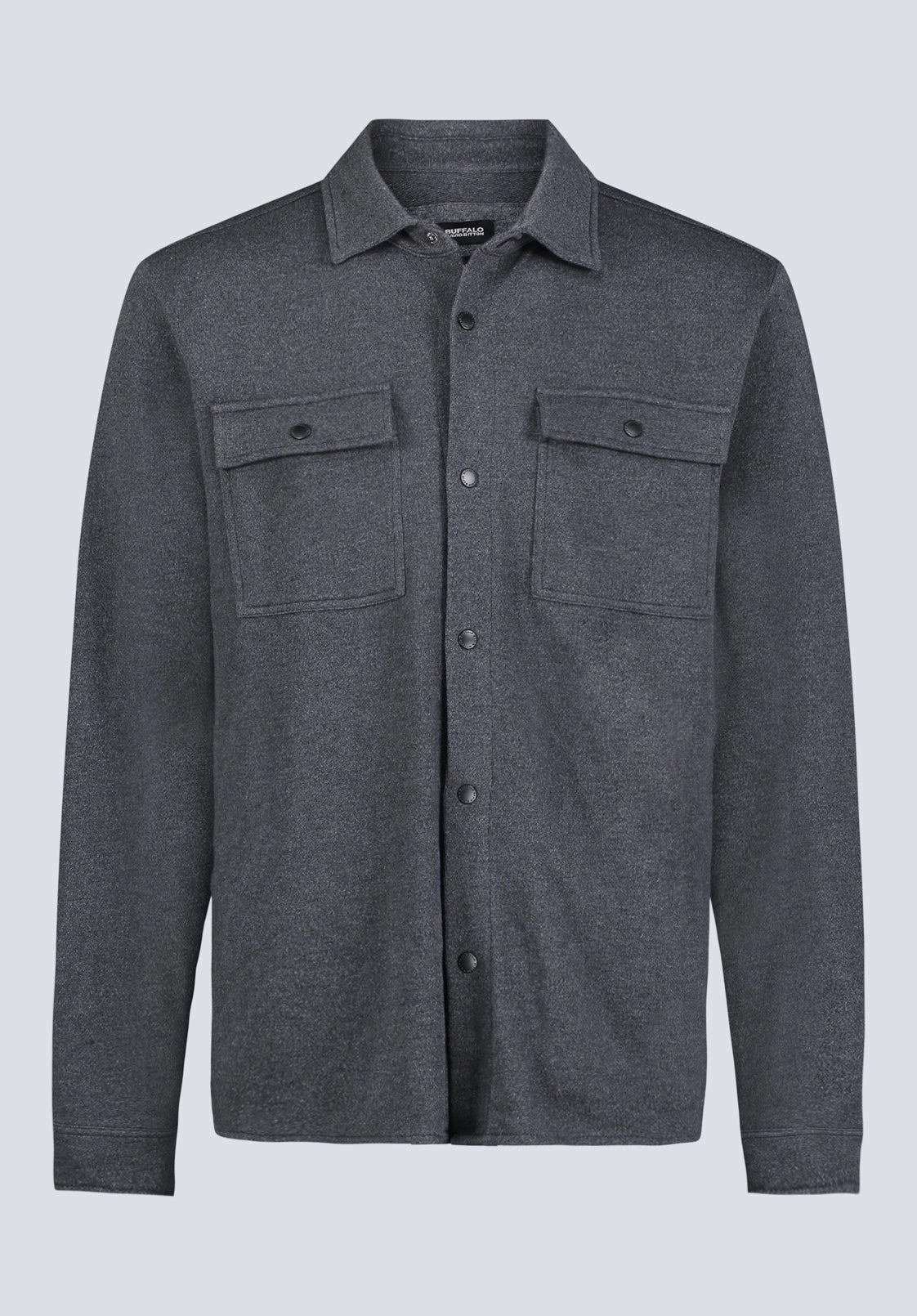 Sigge Men's Long-Sleeve Blanket Shirt with Chest Pockets, Charcoal - BM24460 Smart Casual Anti Static Fabric