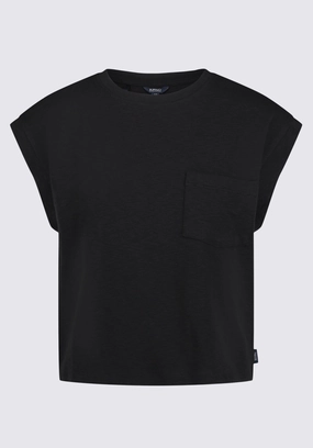 Hypoallergenic fabric Amandine Women's Cap-Sleeve Crop Top, Black - KT0149S