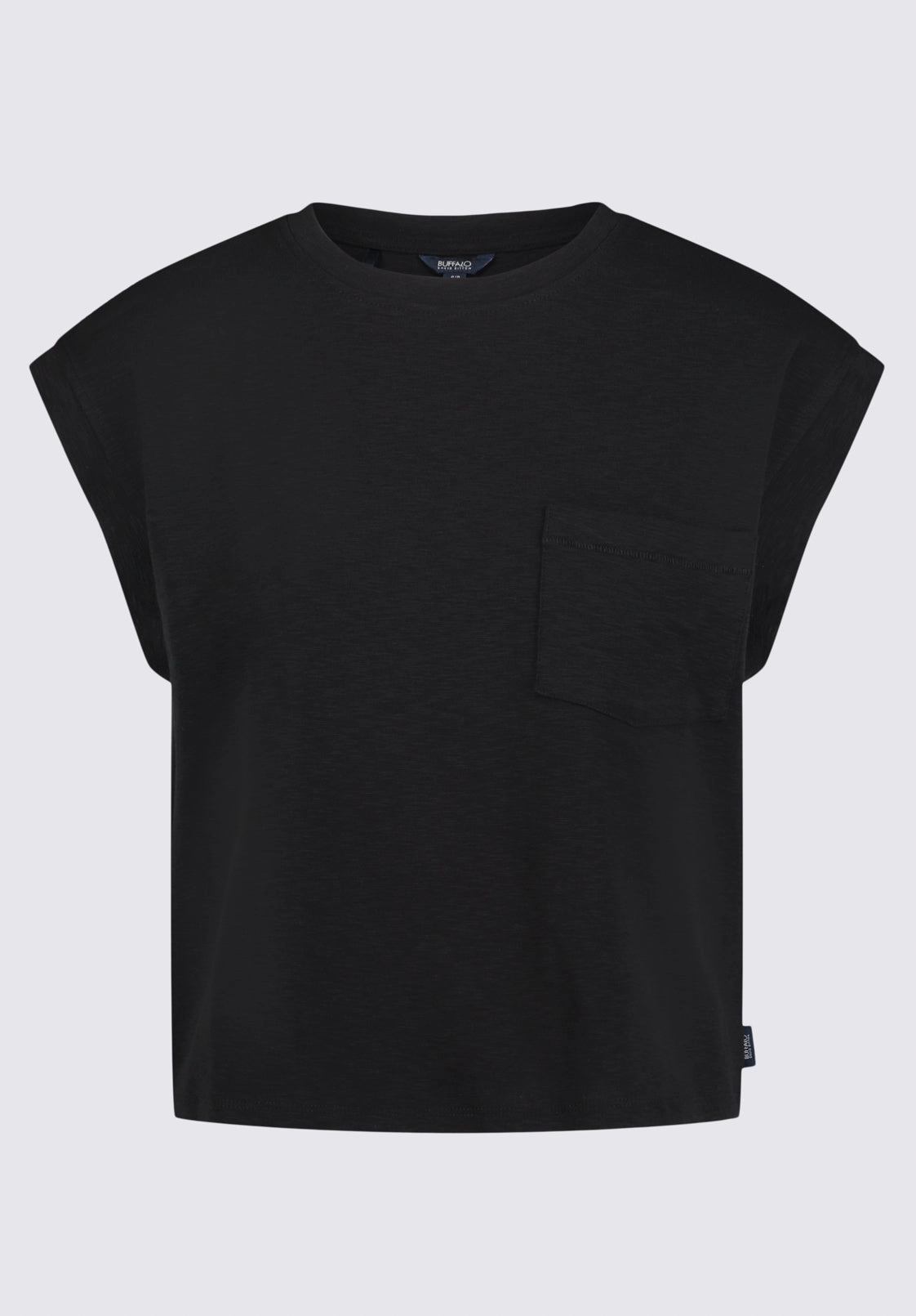 Amandine Women's Cap-Sleeve Crop Top, Black - KT0149S WaterResistantCoating Shape Retention Fabric