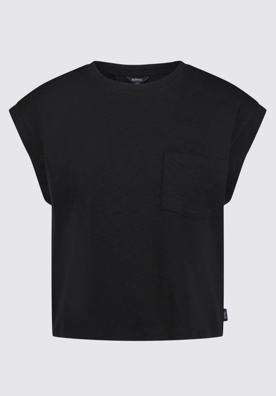 Amandine Women's Cap-Sleeve Crop Top, Black - KT0149S HighDensity Knit Comfortable Style