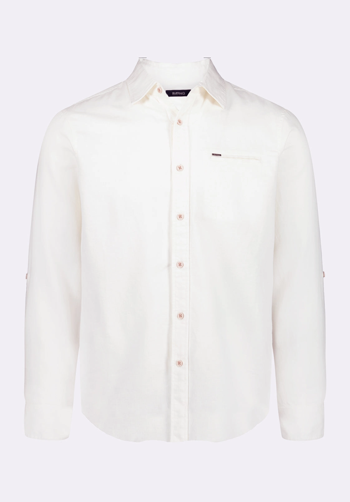 Simbio Men's Long-Sleeve Linen Blend Fitted Shirt, Milk - BM24561 Youthful Style