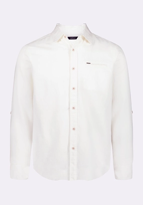 Simbio Men's Long-Sleeve Linen Blend Fitted Shirt, Milk - BM24561 Youthful Style