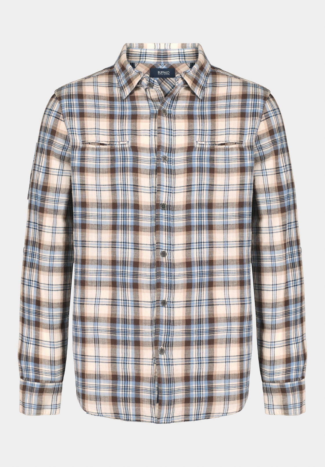 Long Sleeve Simbio Men's Long-Sleeve Plaid Shirt, Woodsmoke - BM24685