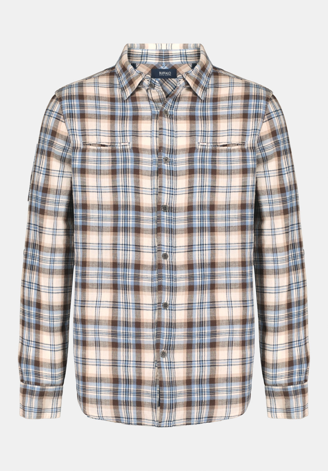 Simbio Men's Long-Sleeve Plaid Shirt, Woodsmoke - BM24685 Anti Static Treatment