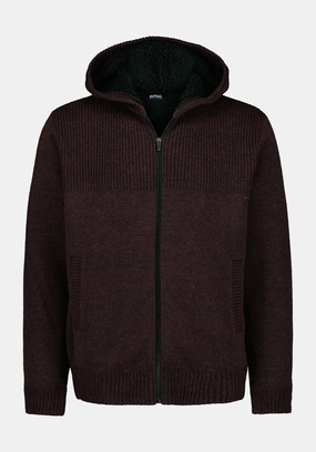 Comfortable Style Chill Comfort Design Walmick Men's Full-Zip Knit Hooded Jacket with Sherpa Lining, Fico - BM24739