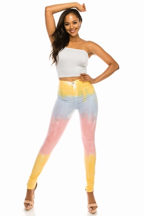 4632 Super High Waisted Tie Dye Skinny Jeans Elegant Bold Look
