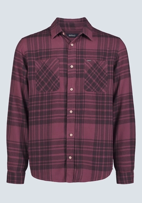 Morning Comfort Laser Cut Edge Detail Sinato Men's Classic Plaid Shirt, Fico Red - BM24449