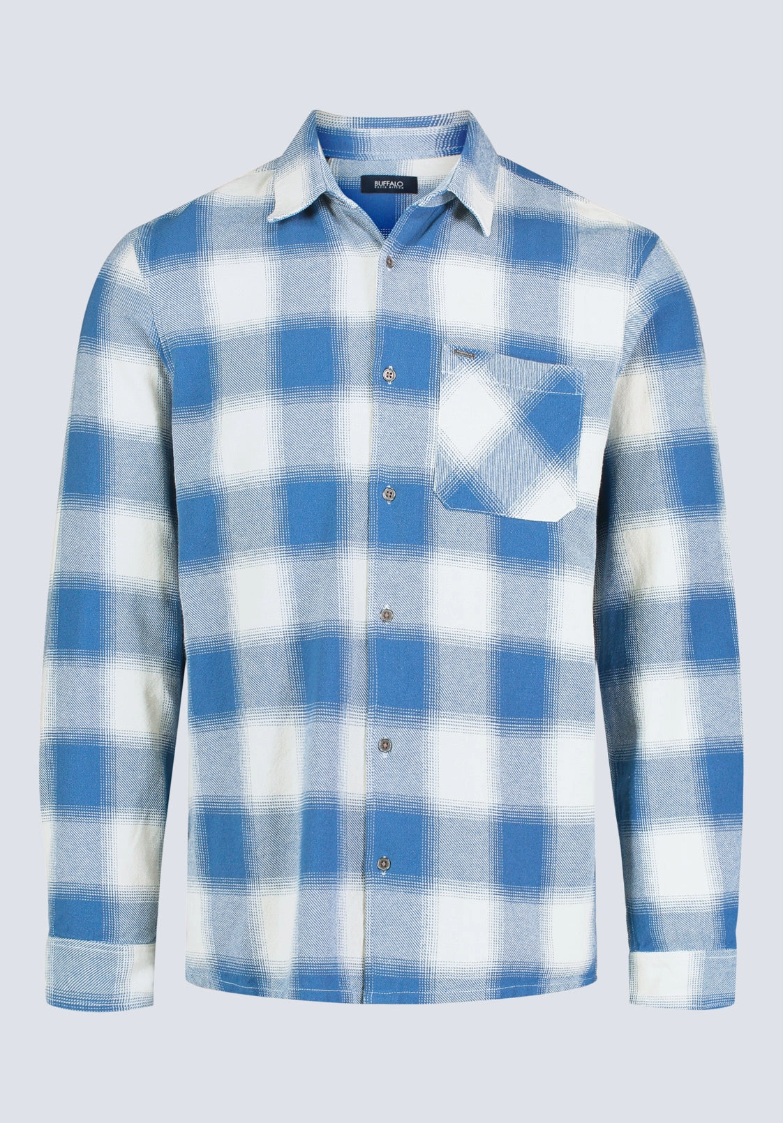 Multi Functional Pockets Sinclair Men's Long-Sleeve Plaid Shirt, Blue - BM24428