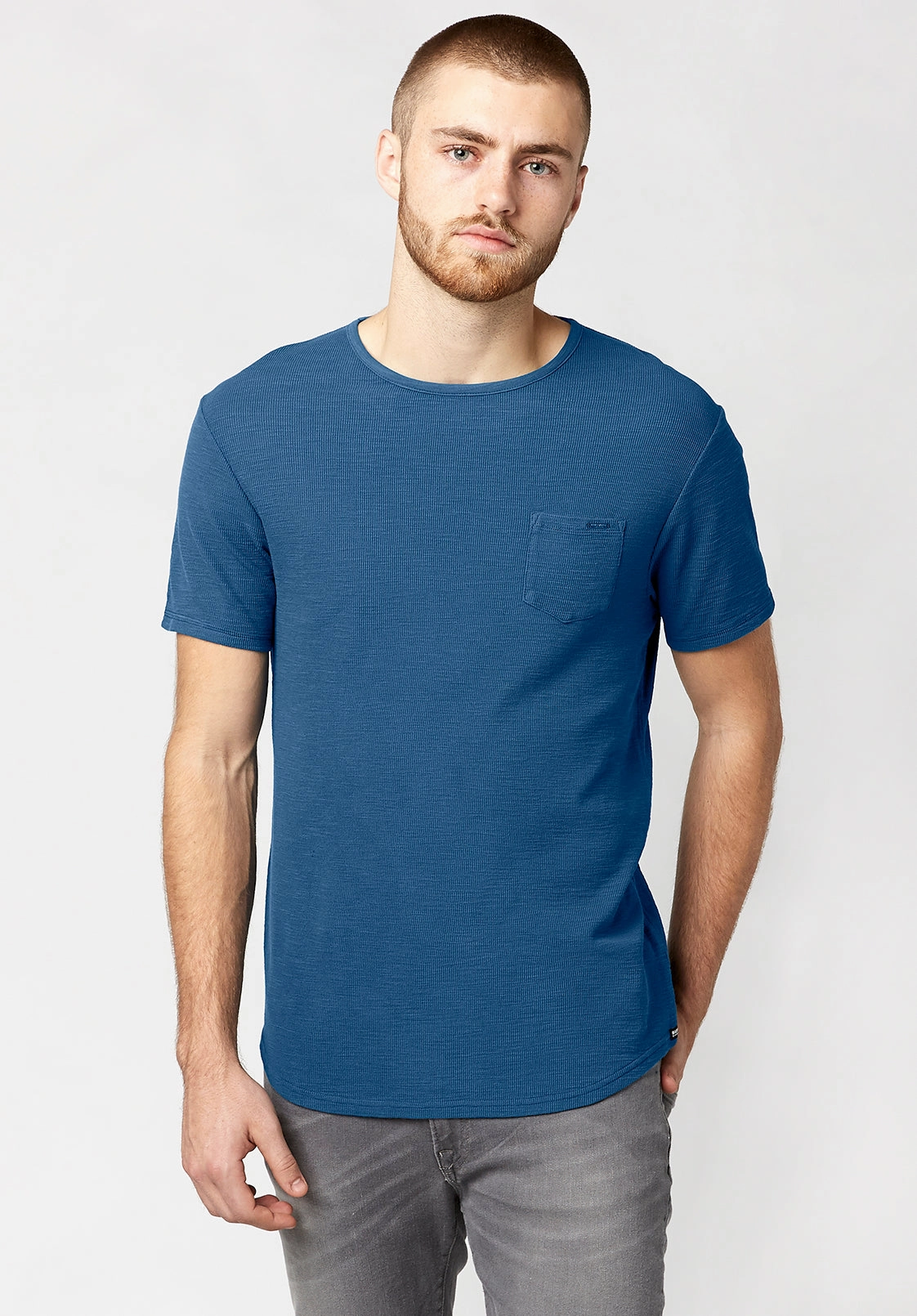 Kisory Waffle Men's T-Shirt in in Blue - BM23481 Abrasion Resistant Fabric