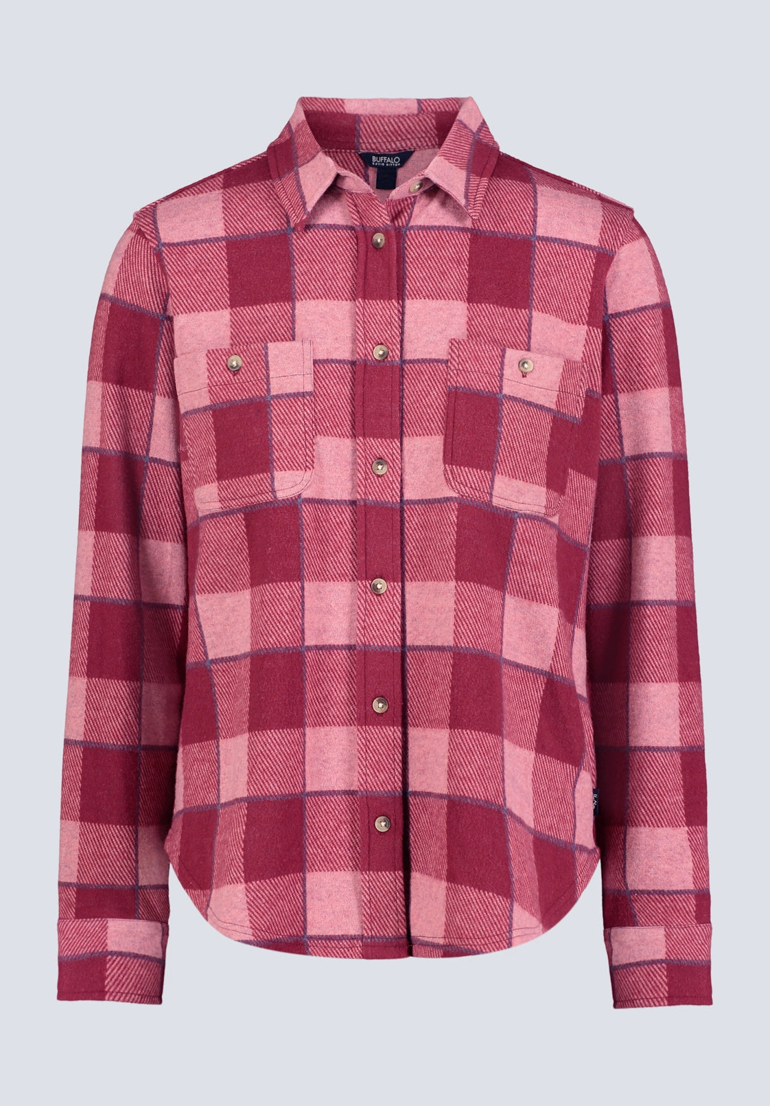 Anti Odor Treatment Georgie Women's Long-Sleeved Plaid Shirt, Beaujolais Red - KT0124F