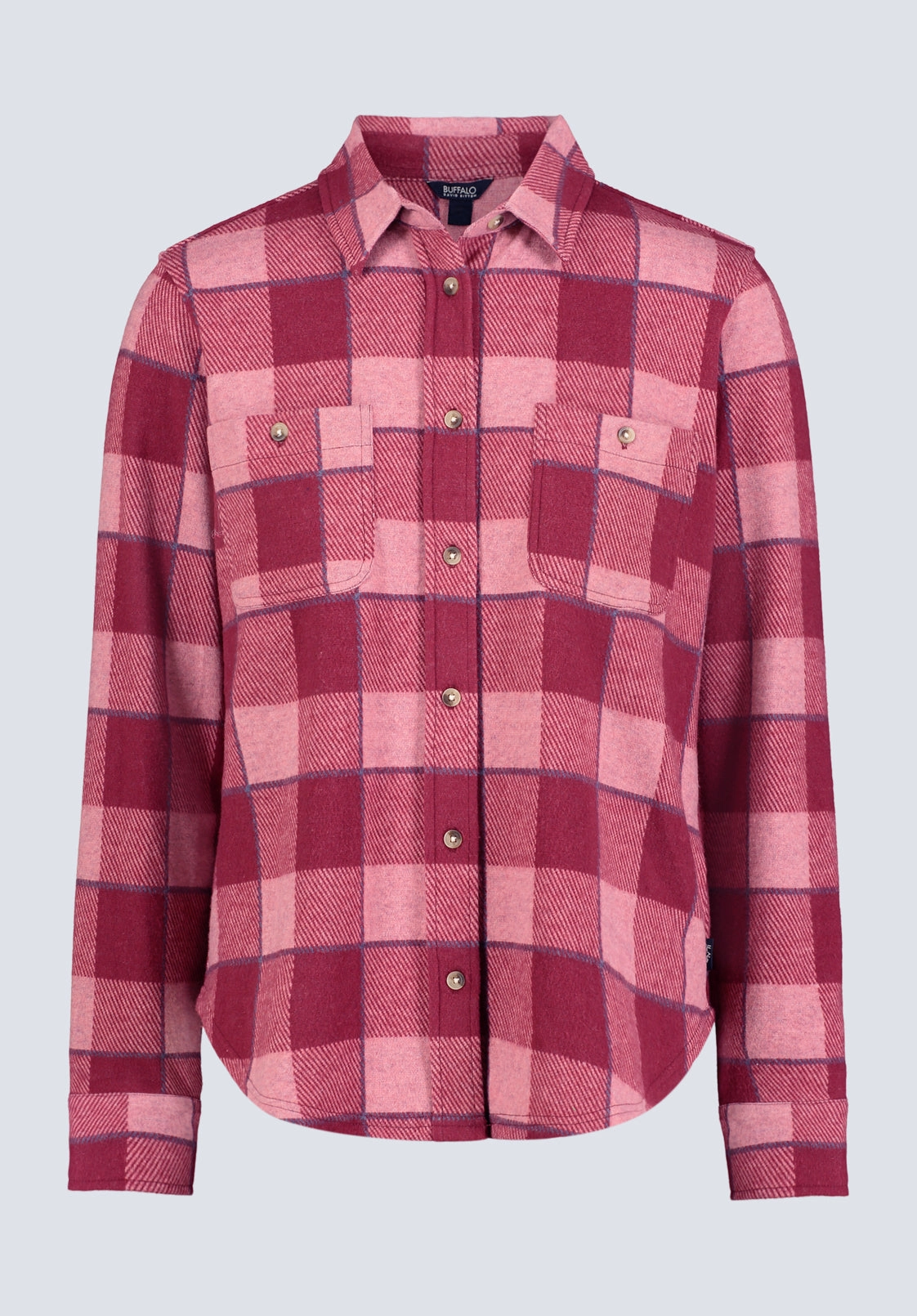 Multi Layer Stitching Pure Cotton Georgie Women's Long-Sleeved Plaid Shirt, Beaujolais Red - KT0124F