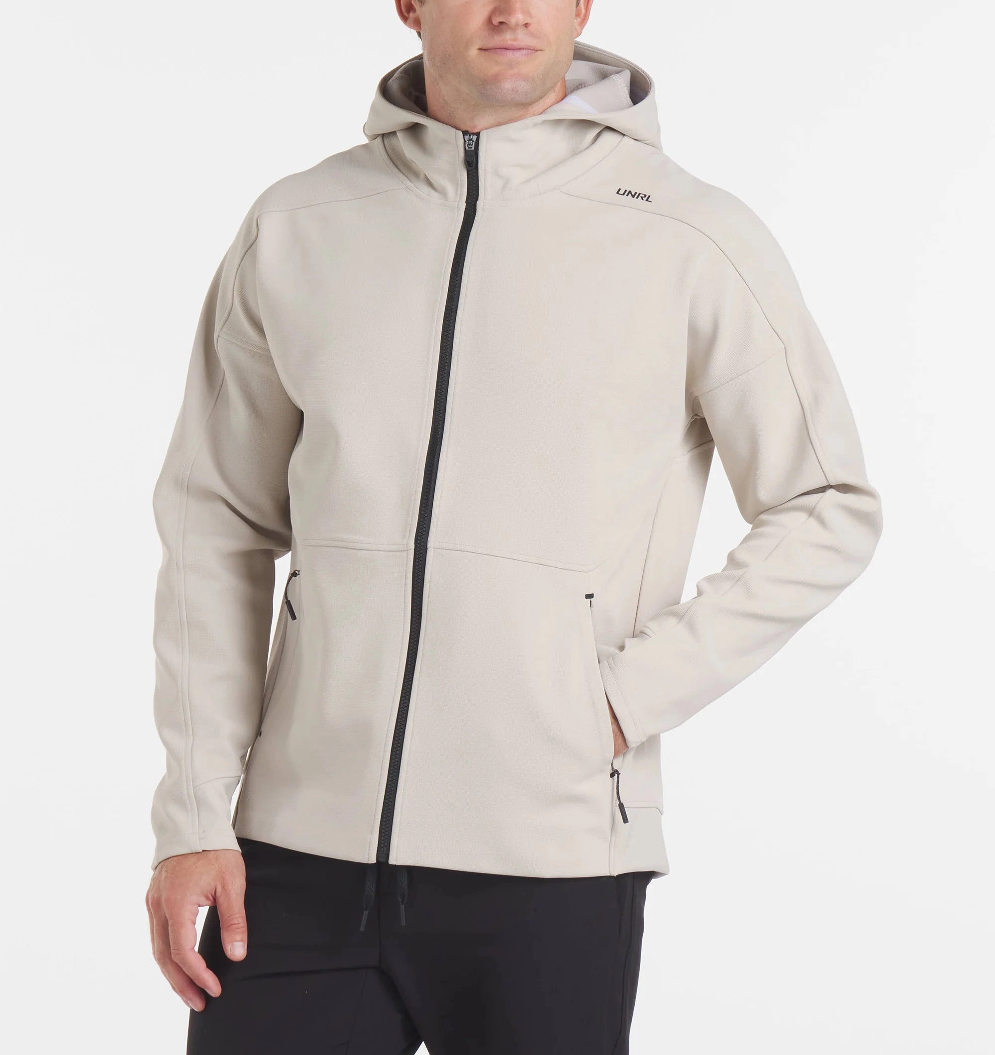 Layered Ventilation Panels Seamless Shoulder Design Men's UNRL Impact Full Zip | Sand