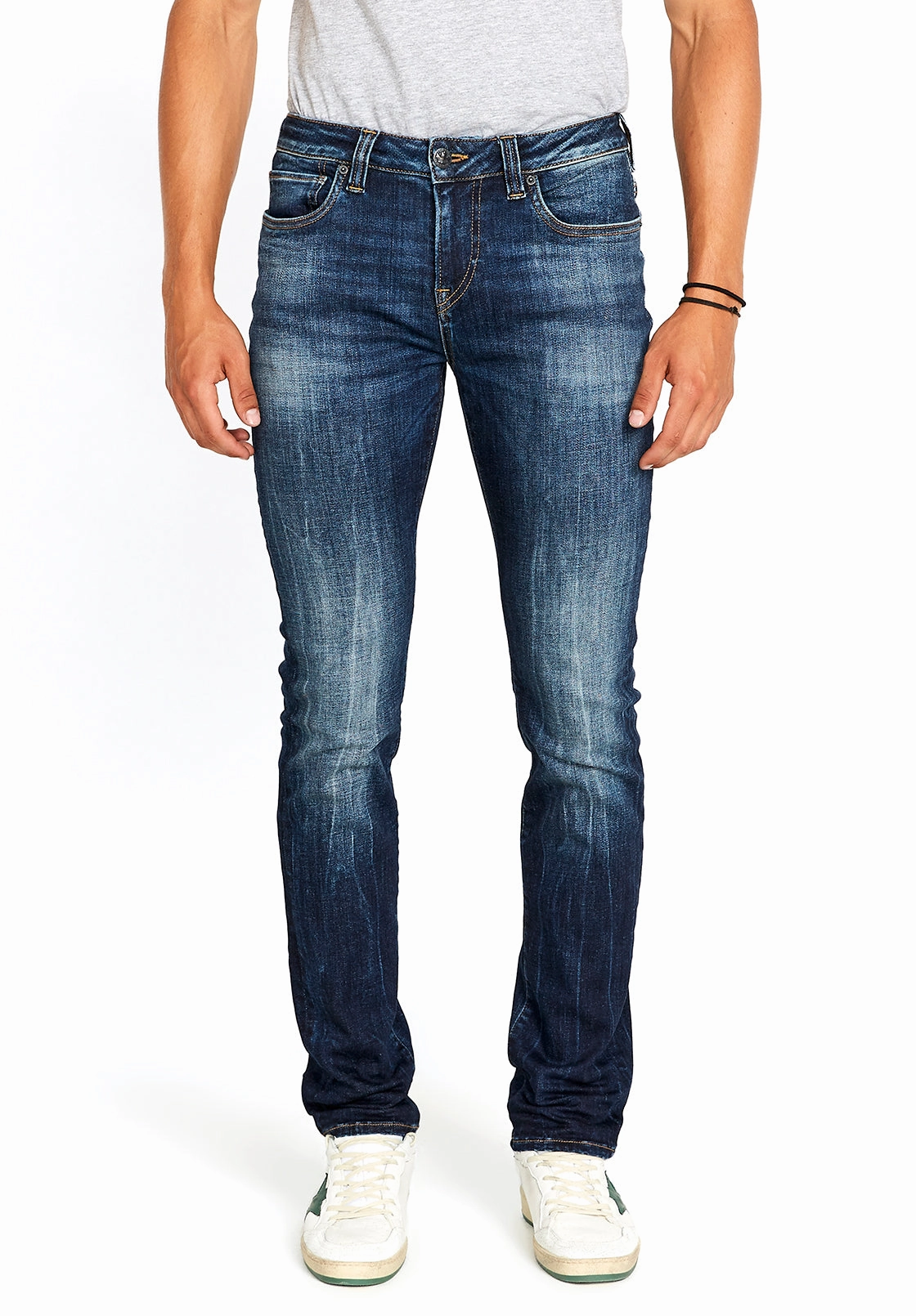 Slim Ash Men's Jeans in Sanded and Faded Blue - BM22591 Style Combo Fashionable Touch