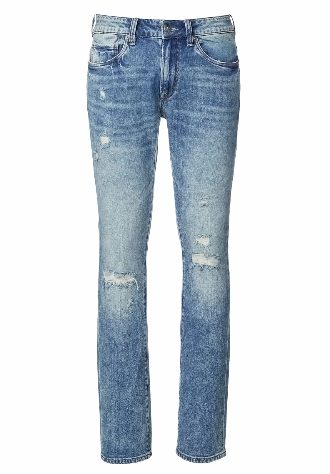 Simple Detail Slim Ash Men's Jeans in Worn & Creased Blue - BM22885