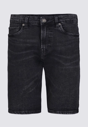 Versatile Layering Slim Parker Men's Denim Shorts, Black Sanded - BM22951