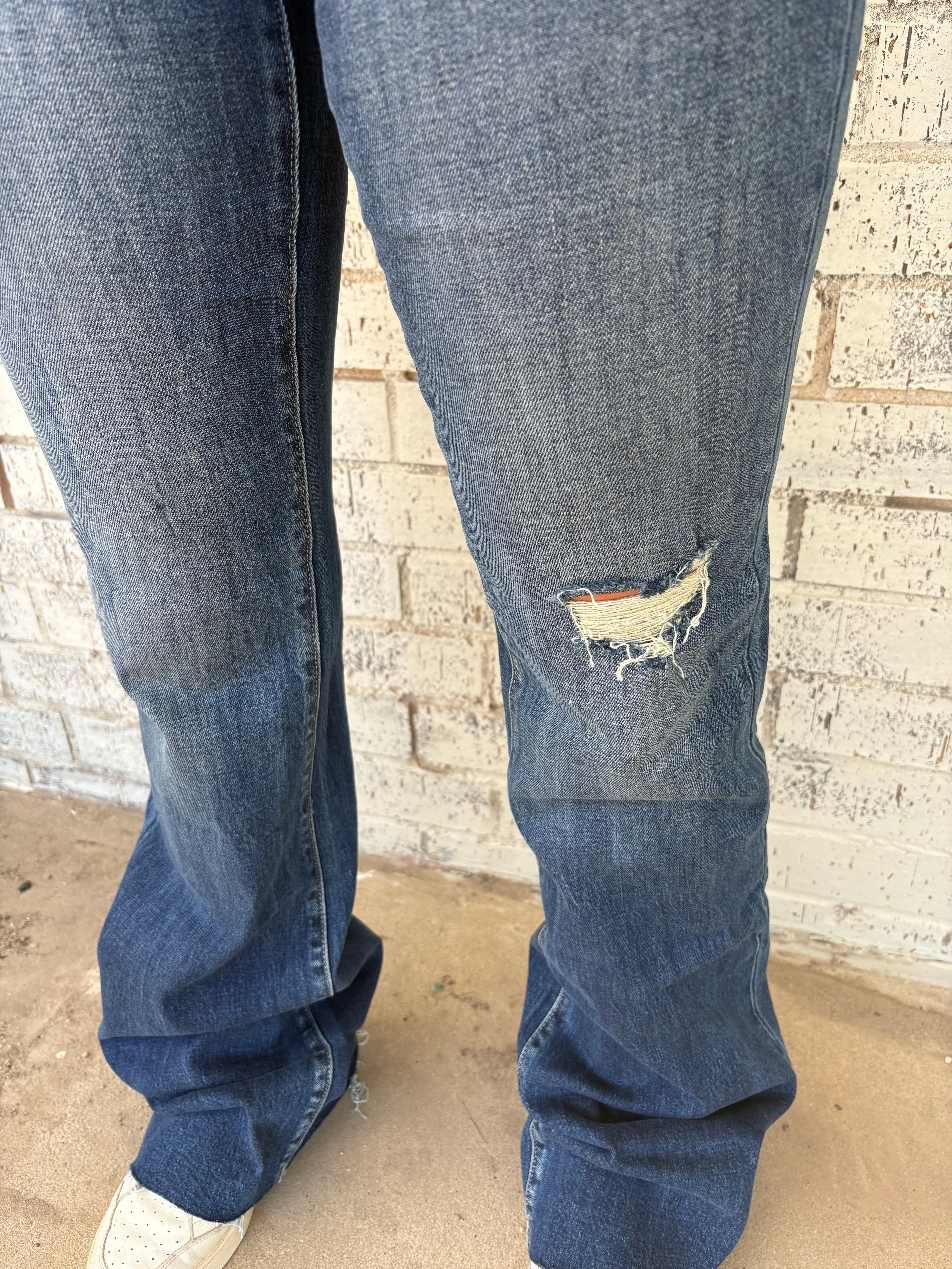 Petra Mid Rise Relaxed Flare w/ Cuffed Hem Flexible Waistband Secure Closures