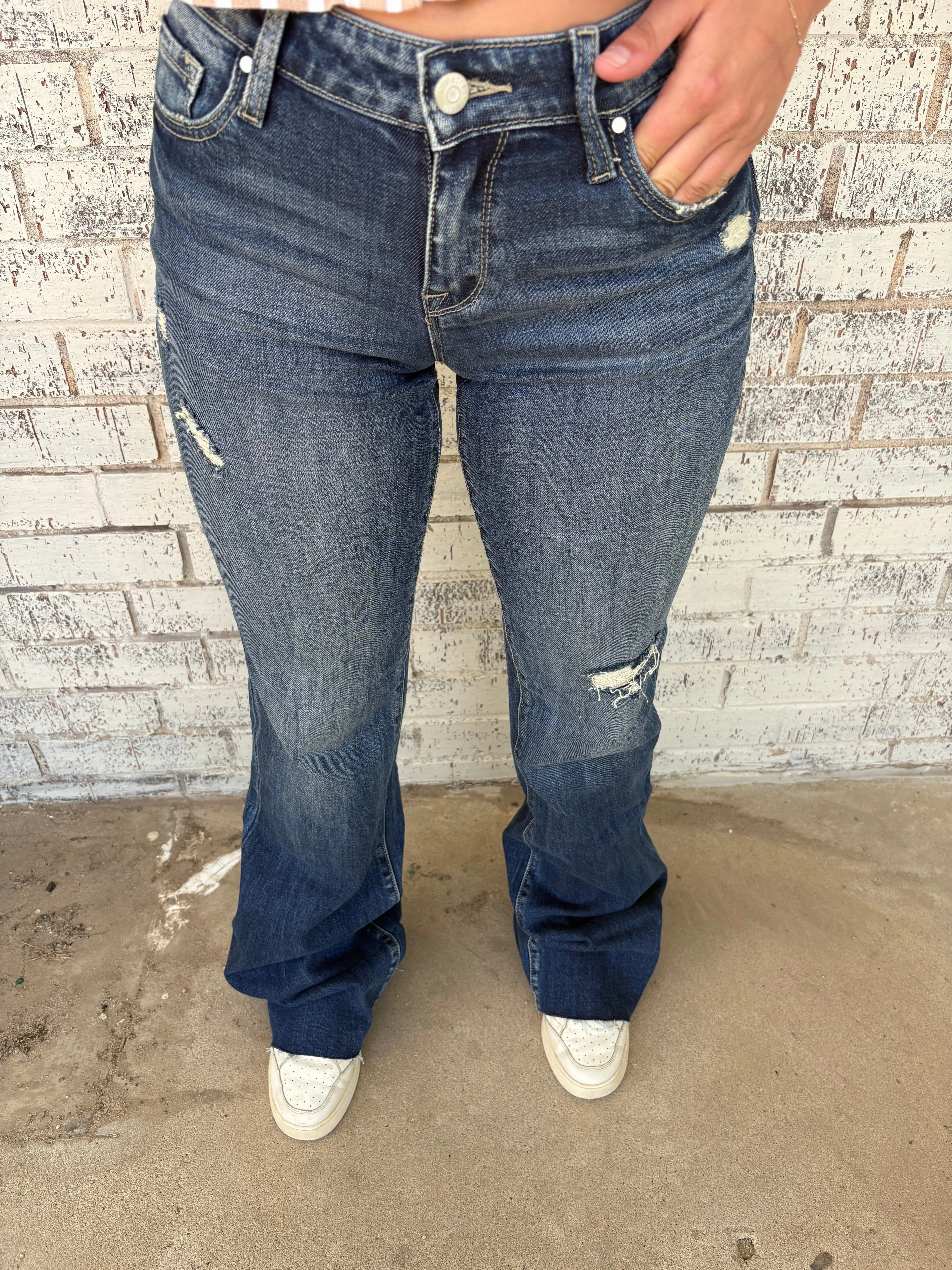 Petra Mid Rise Relaxed Flare w/ Cuffed Hem high waisted Quality Material