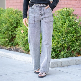 KanCan Rowan Skater Ultra High Rise Straight Leg Grey Jeans Modern Straight Leg