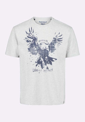 UltraSoft Blend Vintage Pullover Teagle Men's Graphic T-Shirt with Eagle Print, Heather Grey - BM24647