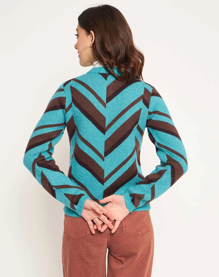 Breathable Knit Wear Madame Peacock High Neck Sweater