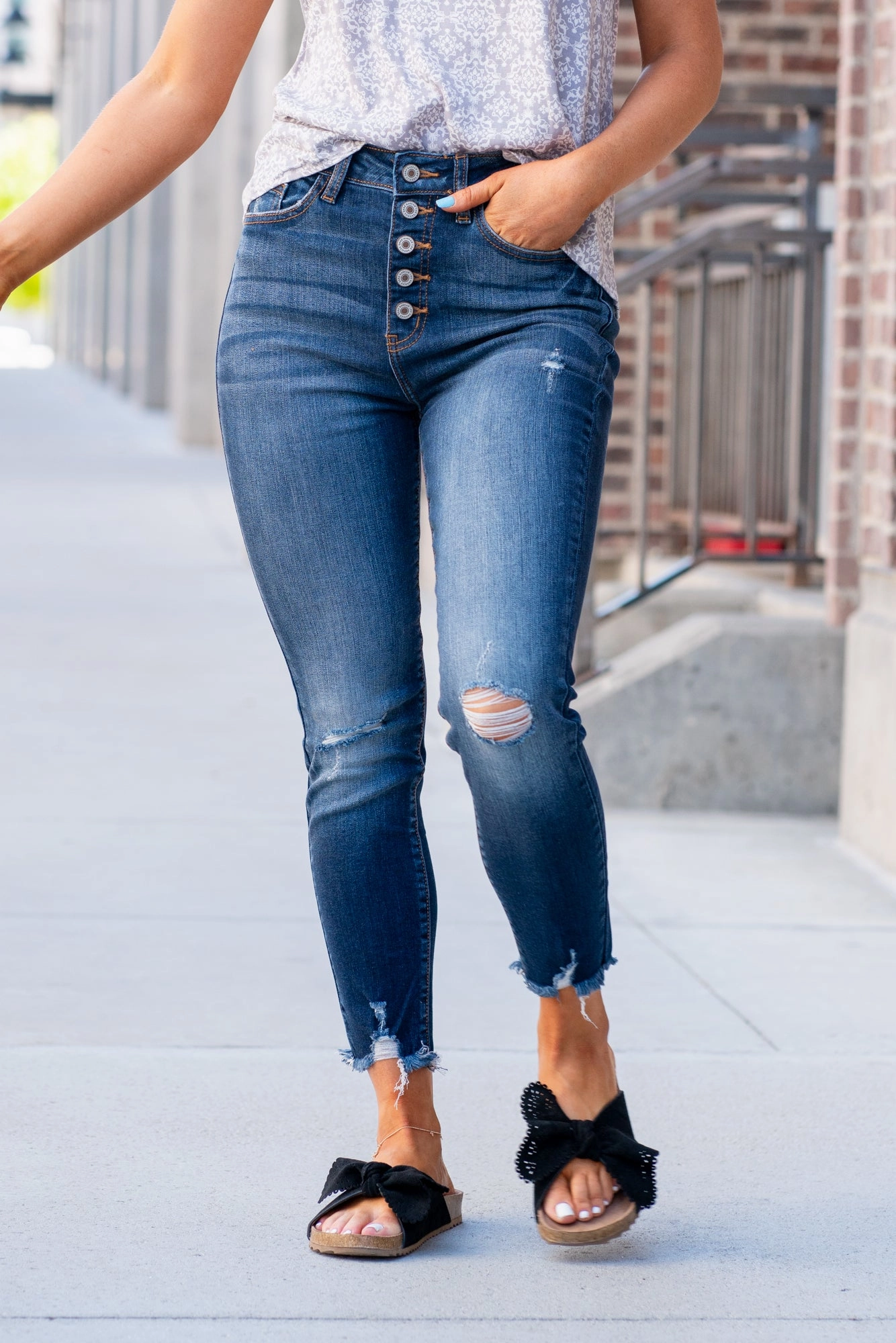 Karlianne High Rise Button Fly Skinny Fitted Design