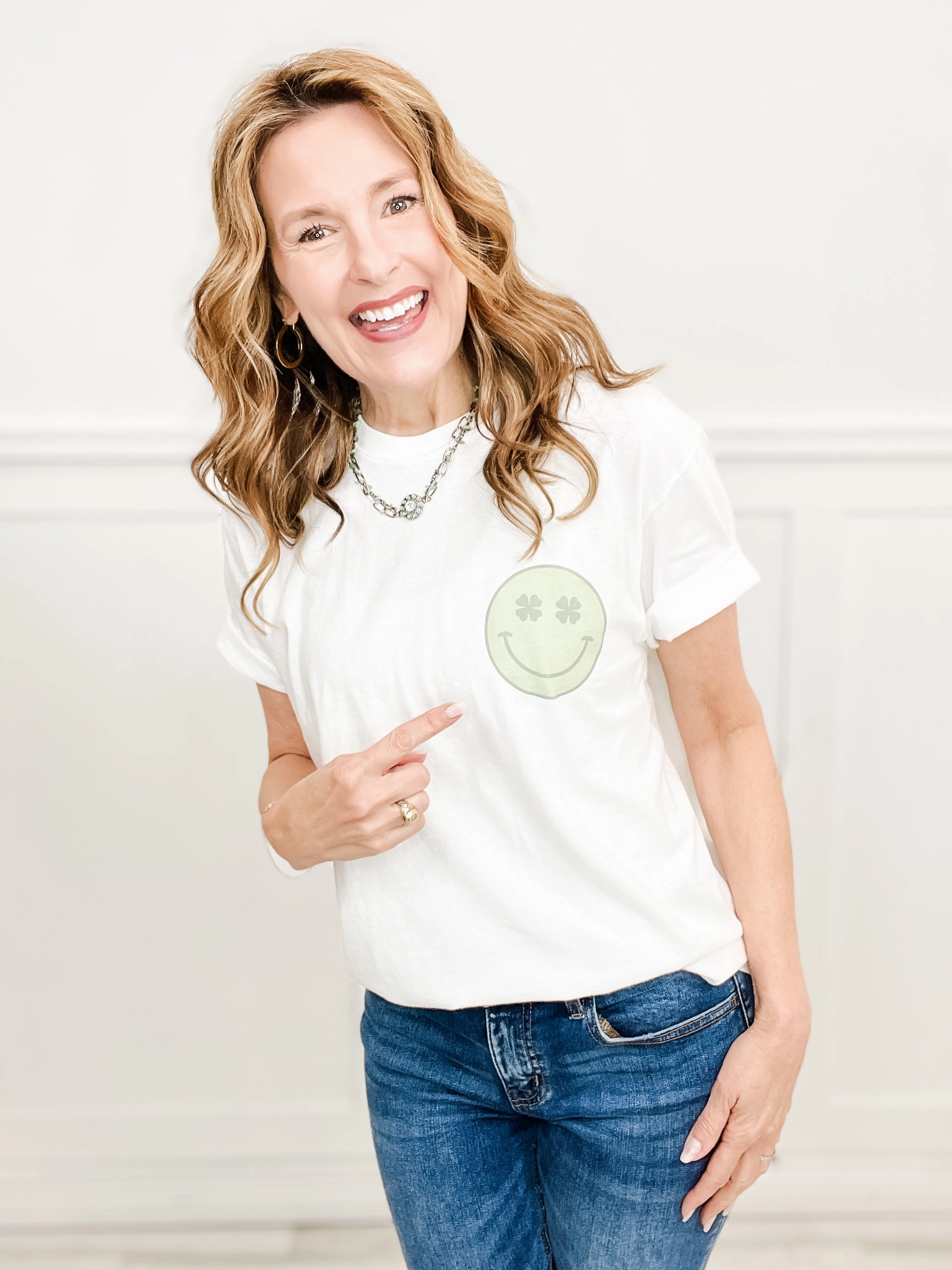 Smiley Saint Patrick's Day Graphic Tee Relaxed Silhouette