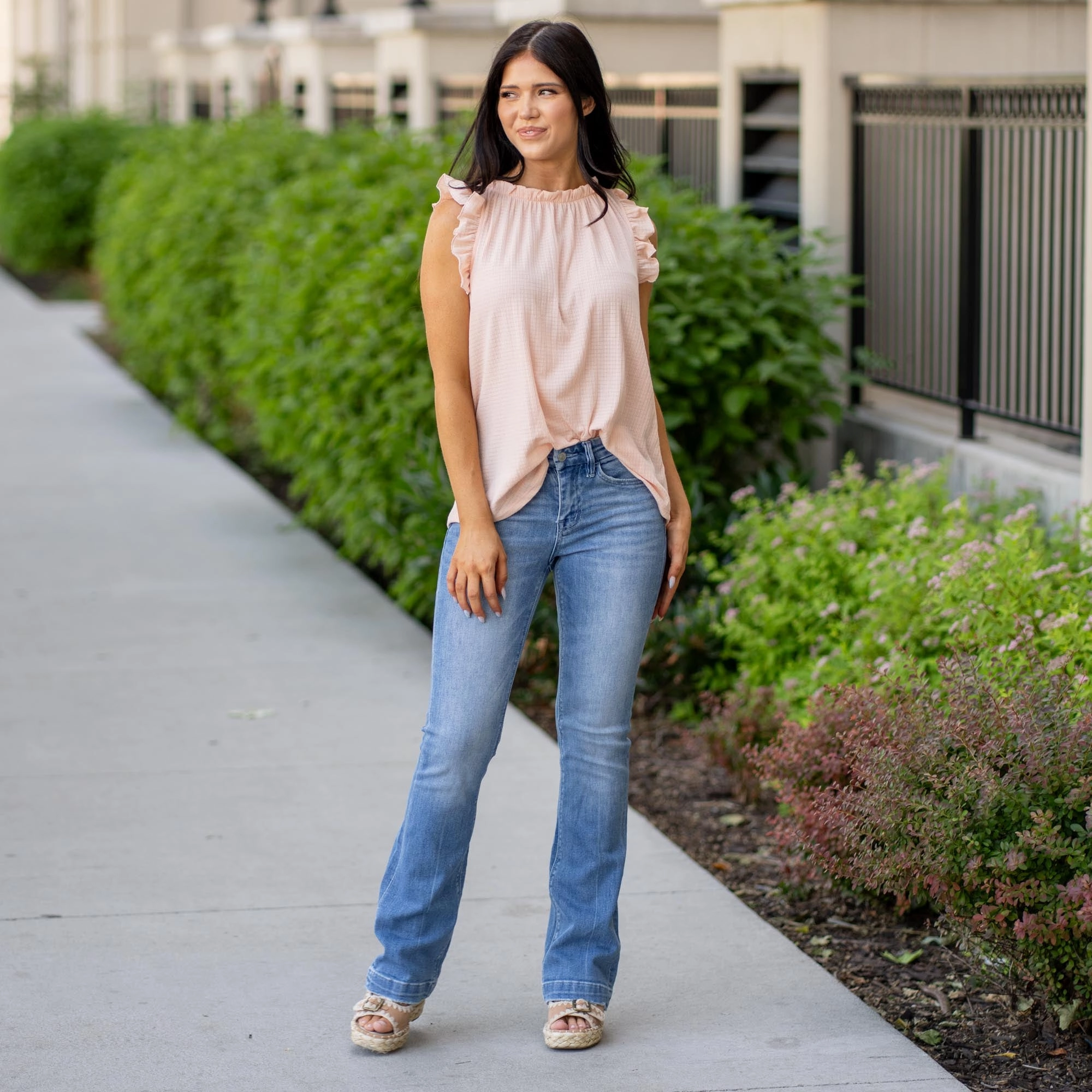 Prize Mid Rise Seamless Waistband Bootcut Jeans Parent Style Evening Stroll Festival Outfit Relaxed Tailoring