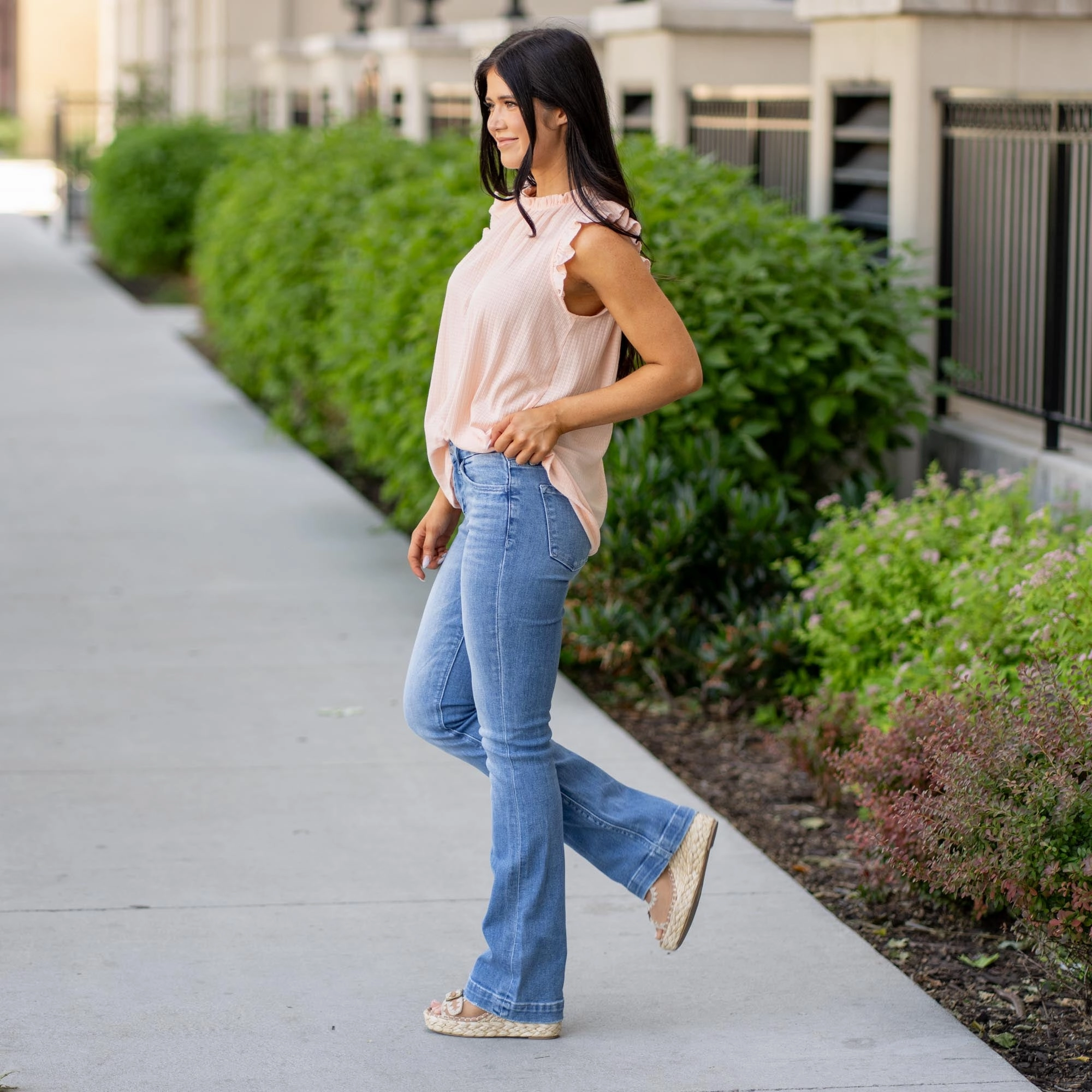 Prize Mid Rise Seamless Waistband Bootcut Jeans Stretch Unisex Wear Classic Wear