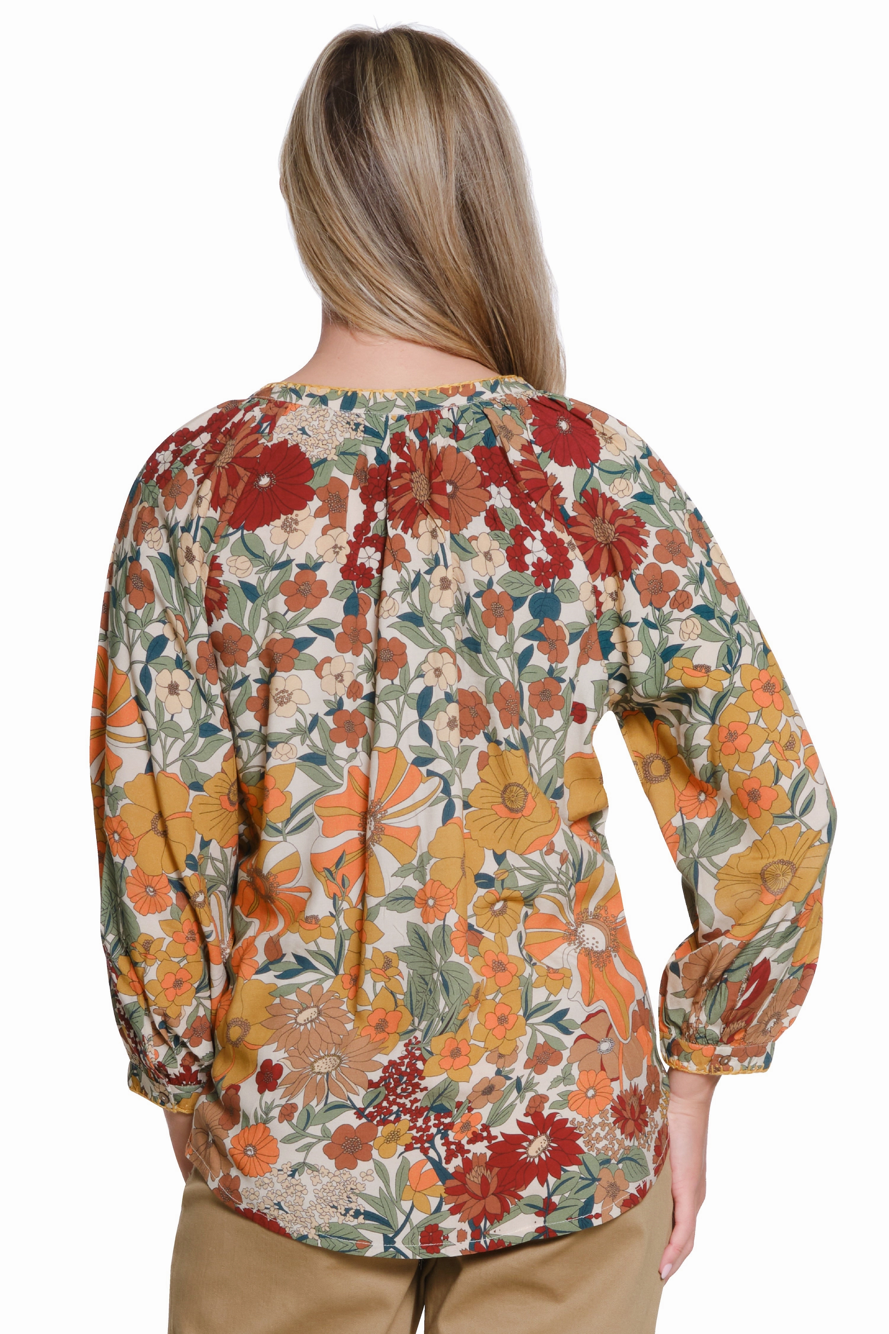 MeshPanelIntegration Floral Print Blouse - Multi