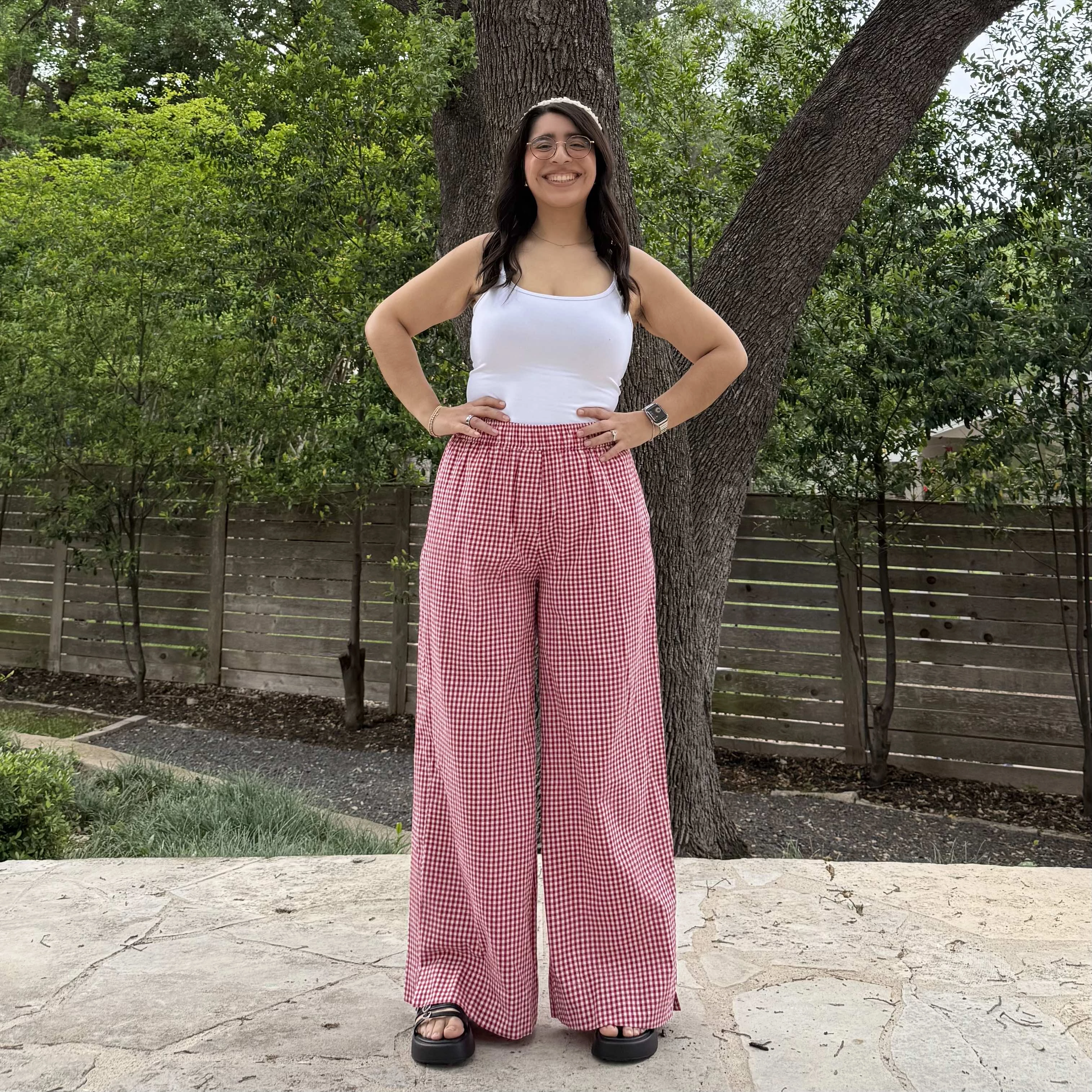 Durable Wear No Bunching 28" Inseam Picnic Pants - Red Gingham *Clearance Sale*