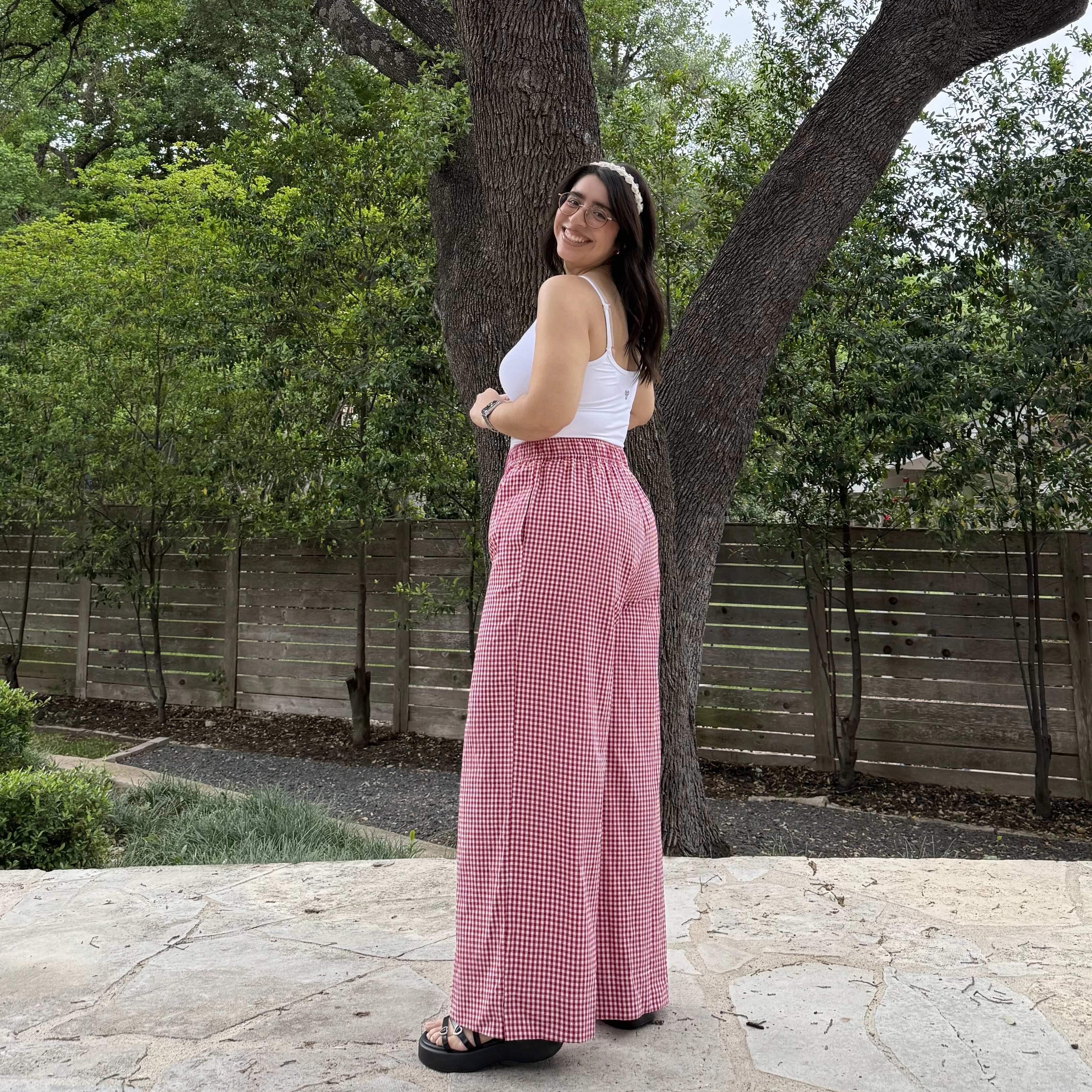 Easy Movement 28" Inseam Picnic Pants - Red Gingham *Clearance Sale*