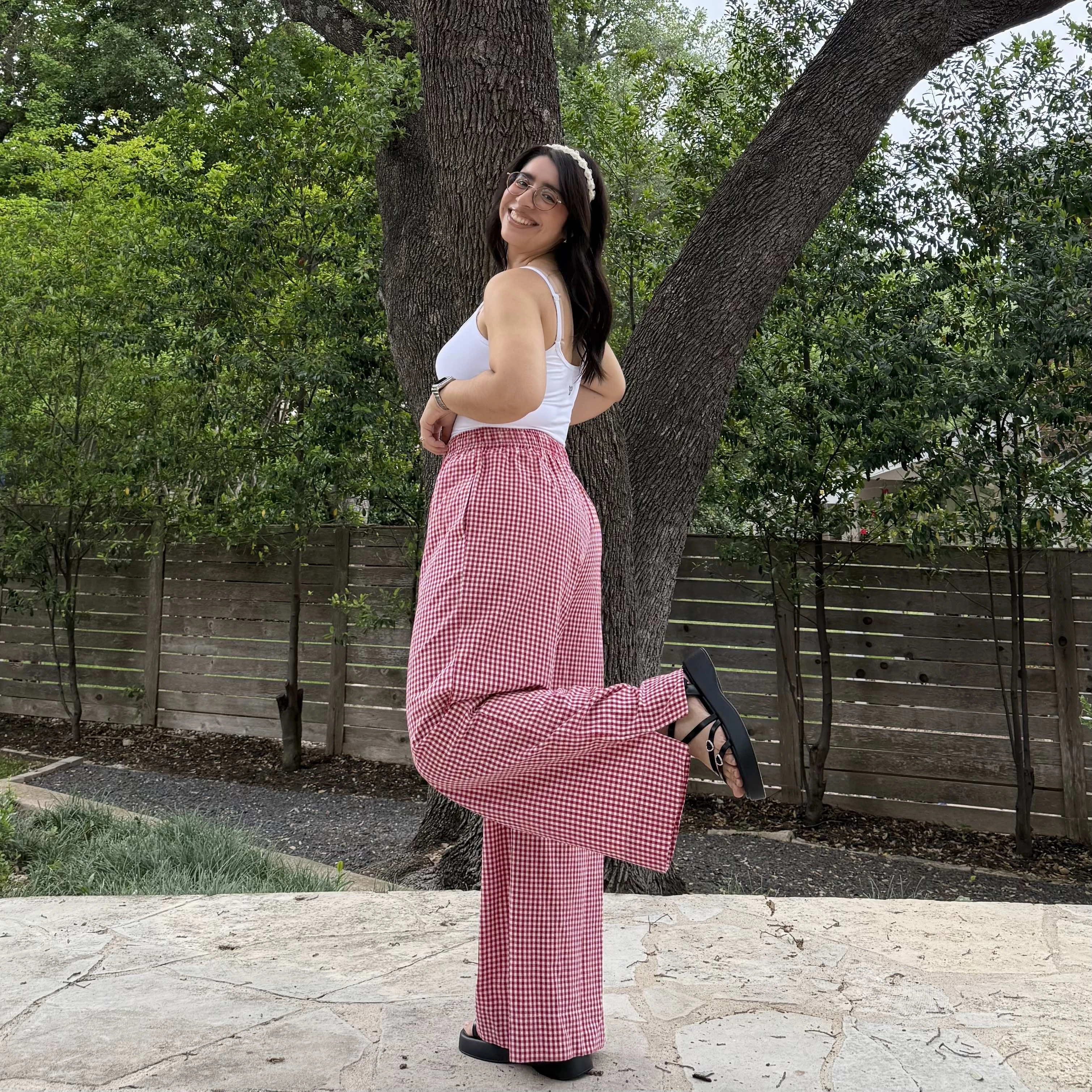 DoubleLayeredKnees 28" Inseam Picnic Pants - Red Gingham *Clearance Sale*