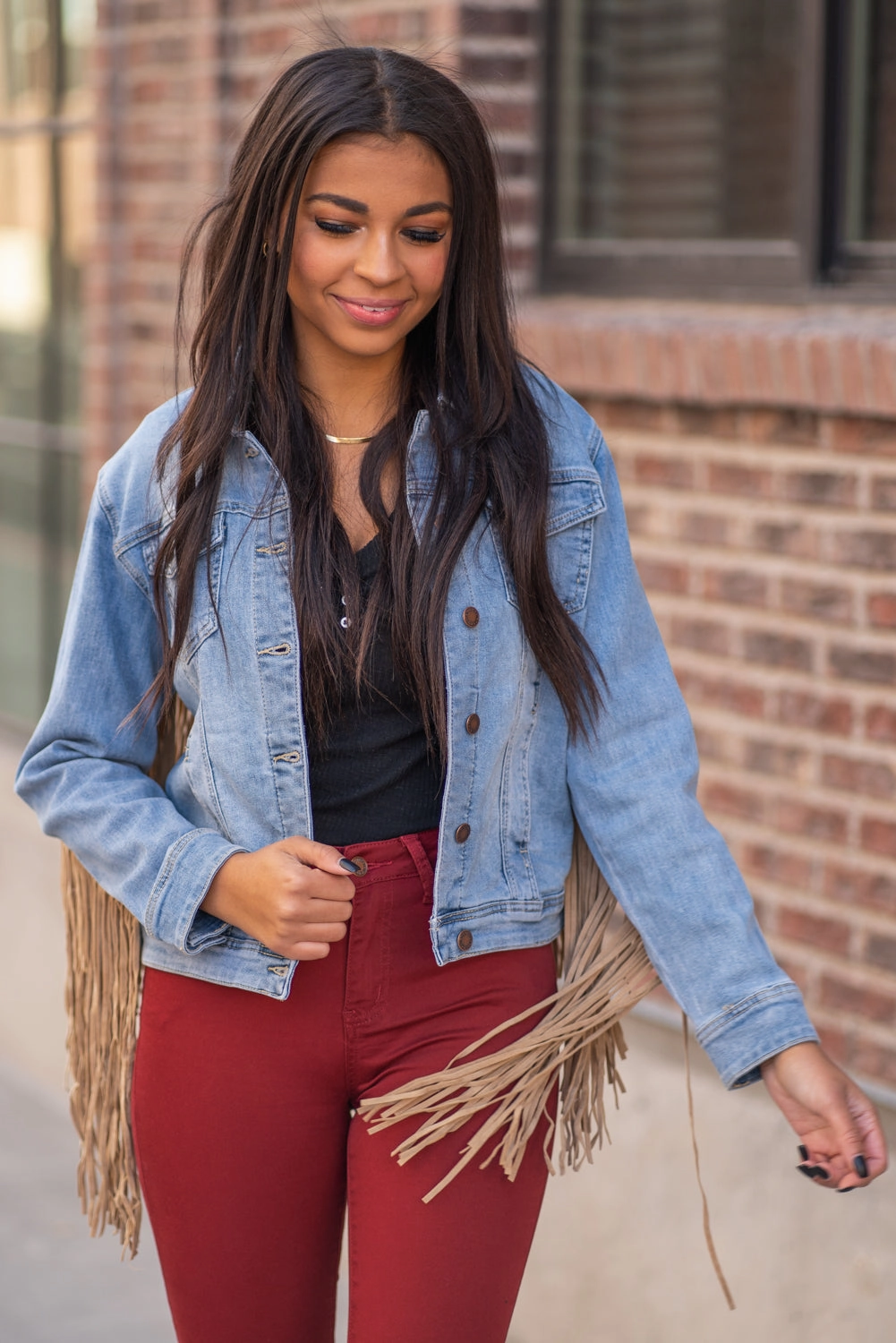 So Fun - Fringe Denim Jacket Simple Comfort