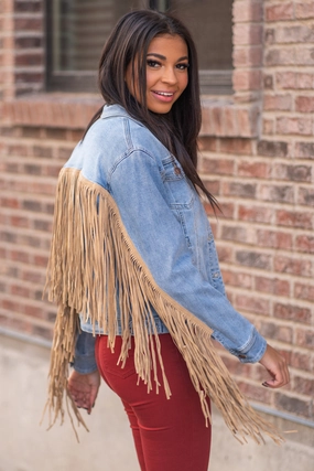 So Fun - Fringe Denim Jacket Party Look Modern Minimalist Casual Dressing