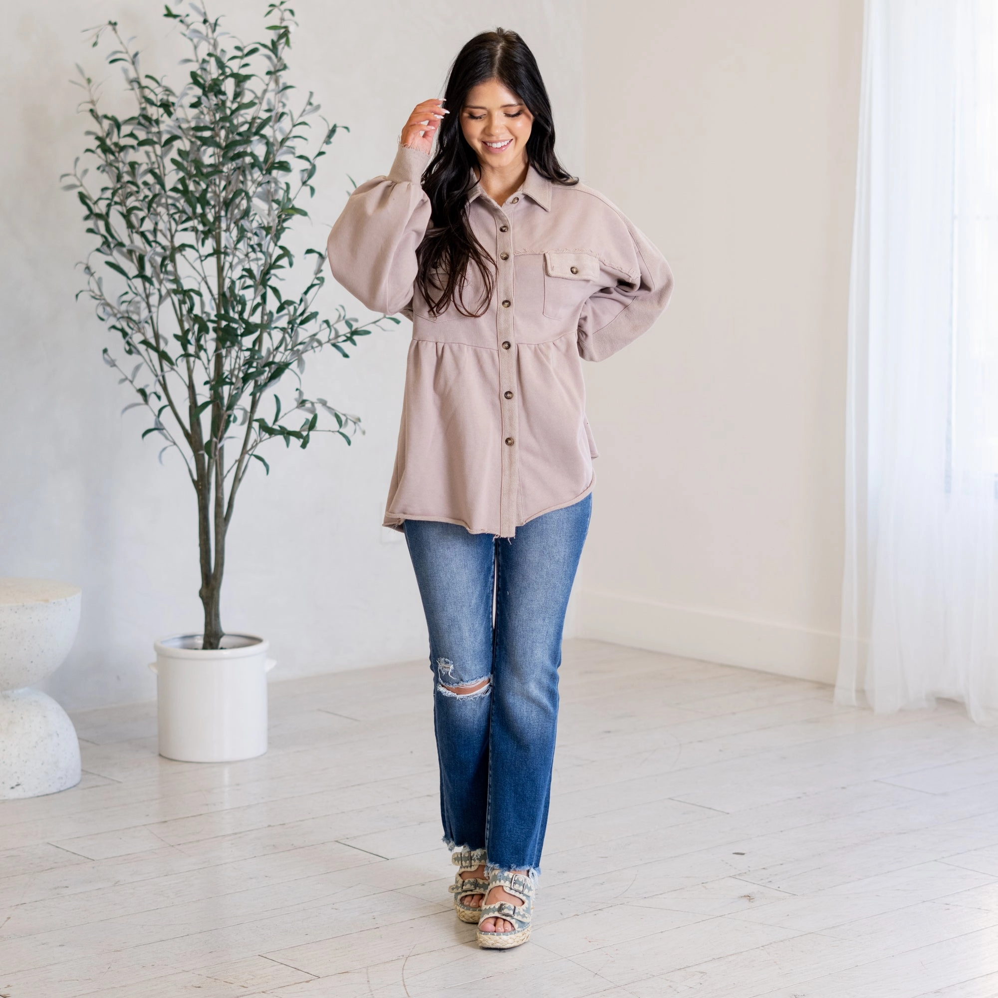 Garment Washed Shirt Jacket Comfy Fit Wear Timeless Must-Have