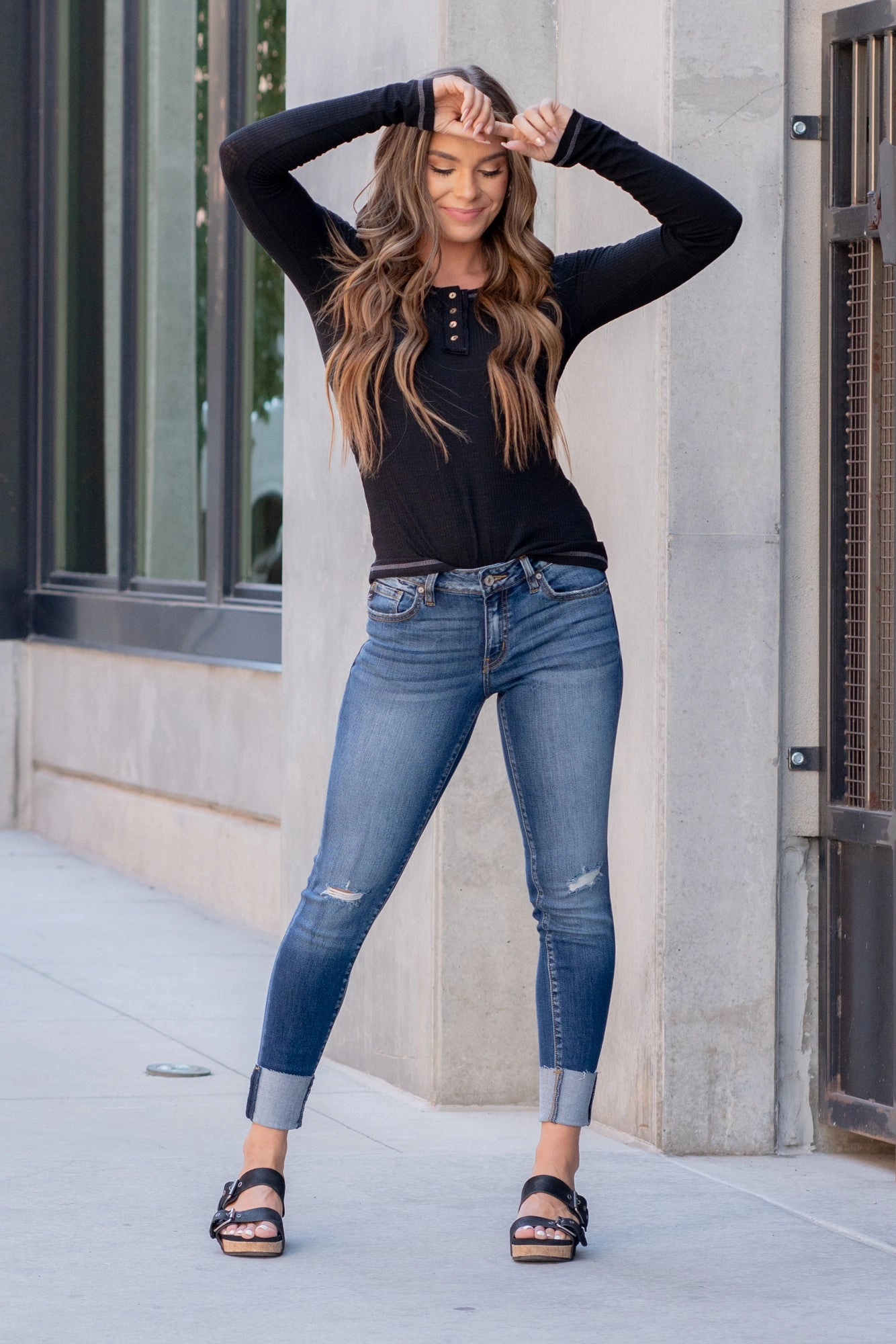 Fashion Lover Versatile IYKYK Gemma Low Rise Cuffed Hem Skinny