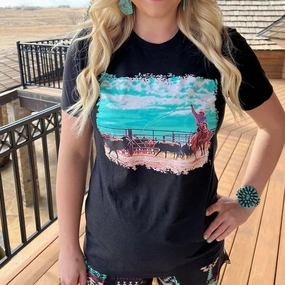 Contrast Stitch Plus Cowboy Cool Black Tee