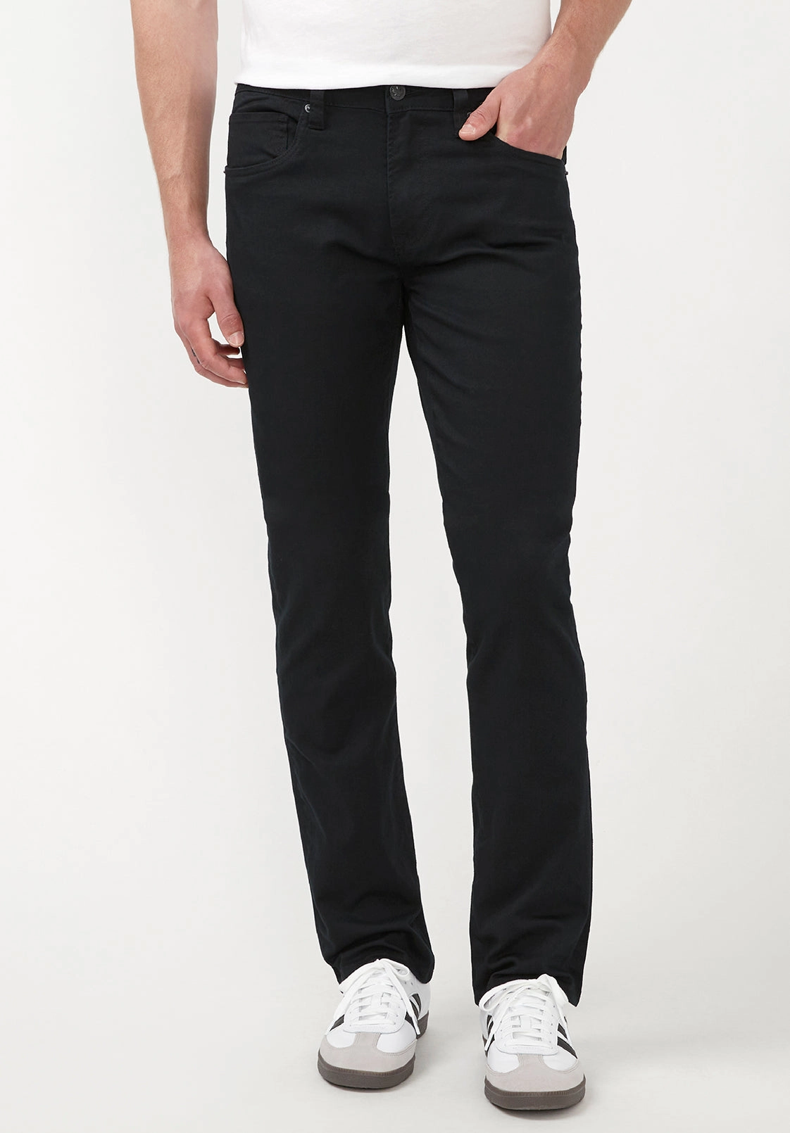 Straight Six Men's Twill Pants in Authentic Black - BM16083 Belt loops Anti Bacterial Treatment