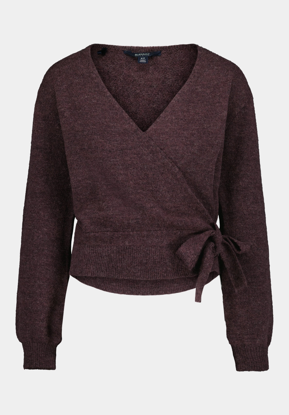 Jadis Women's Textured Knit Wrap Sweater with Side Tie, Fig - SW0099 Subtle Texture Detail High Neckline