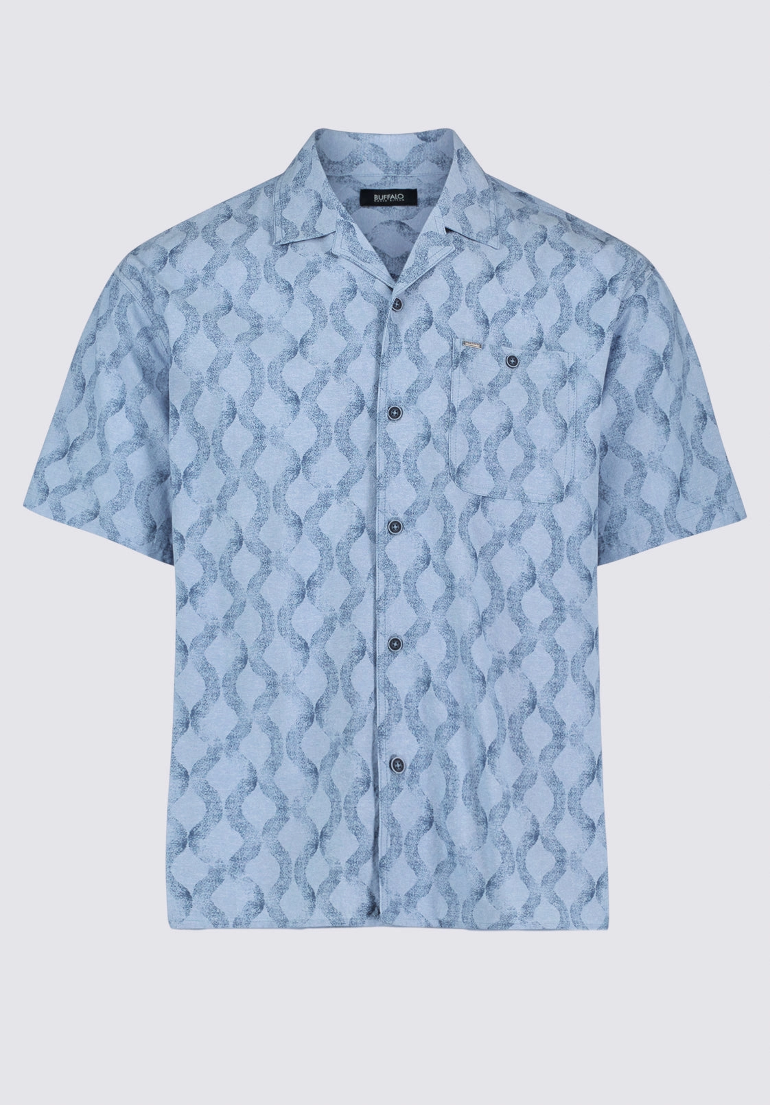 Fashionable Look Sonix Men's Short-Sleeve Wave Pattern Relaxed Fit Camp Shirt, Whale - BM24620