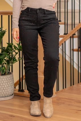 Southern Charm Rhinestone Embellished High Rise Slim Fit High Rise