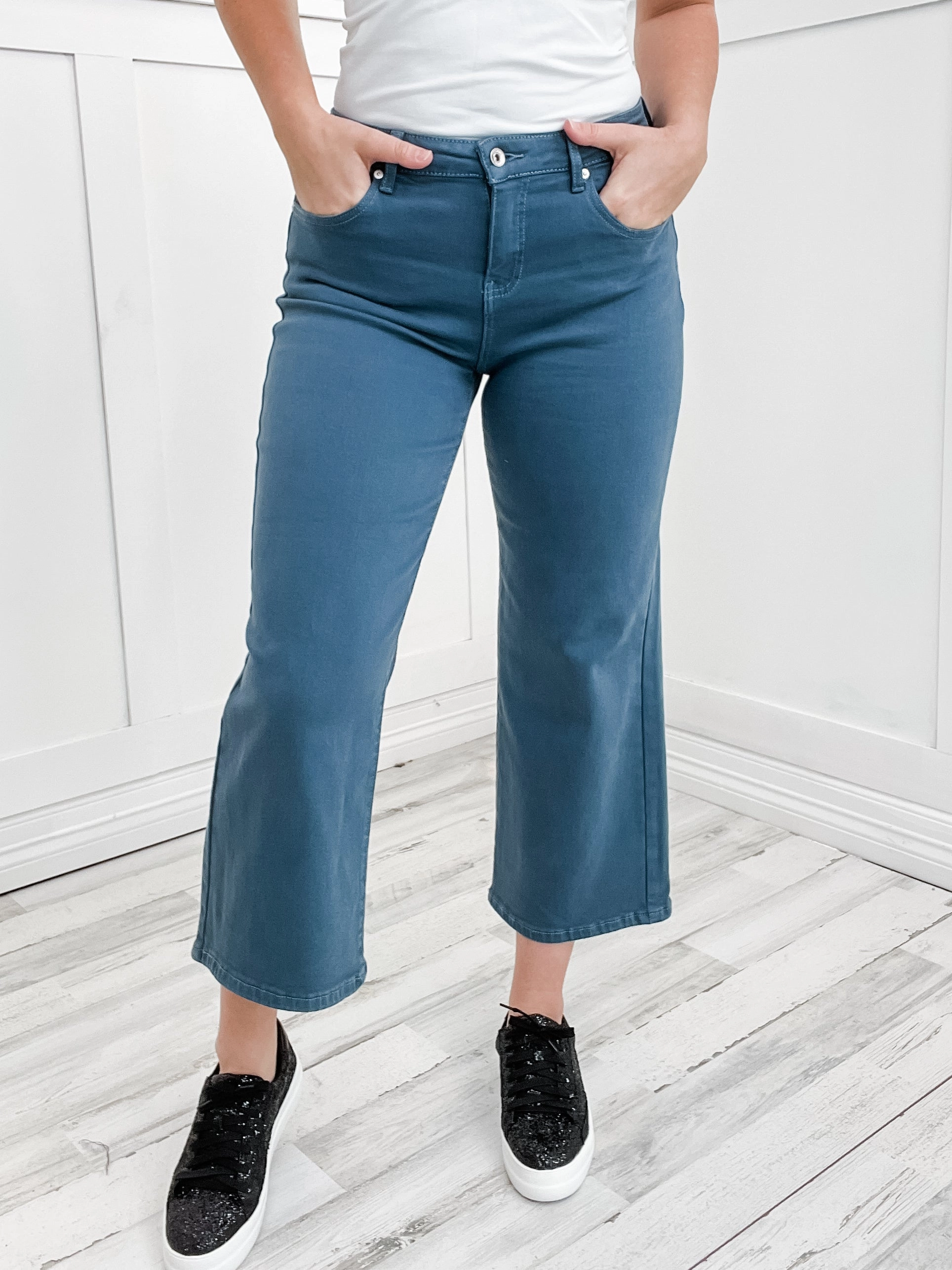 Special A Vintage Balsam High Rise Boot Cut Stretch Wide Leg Sport Layer