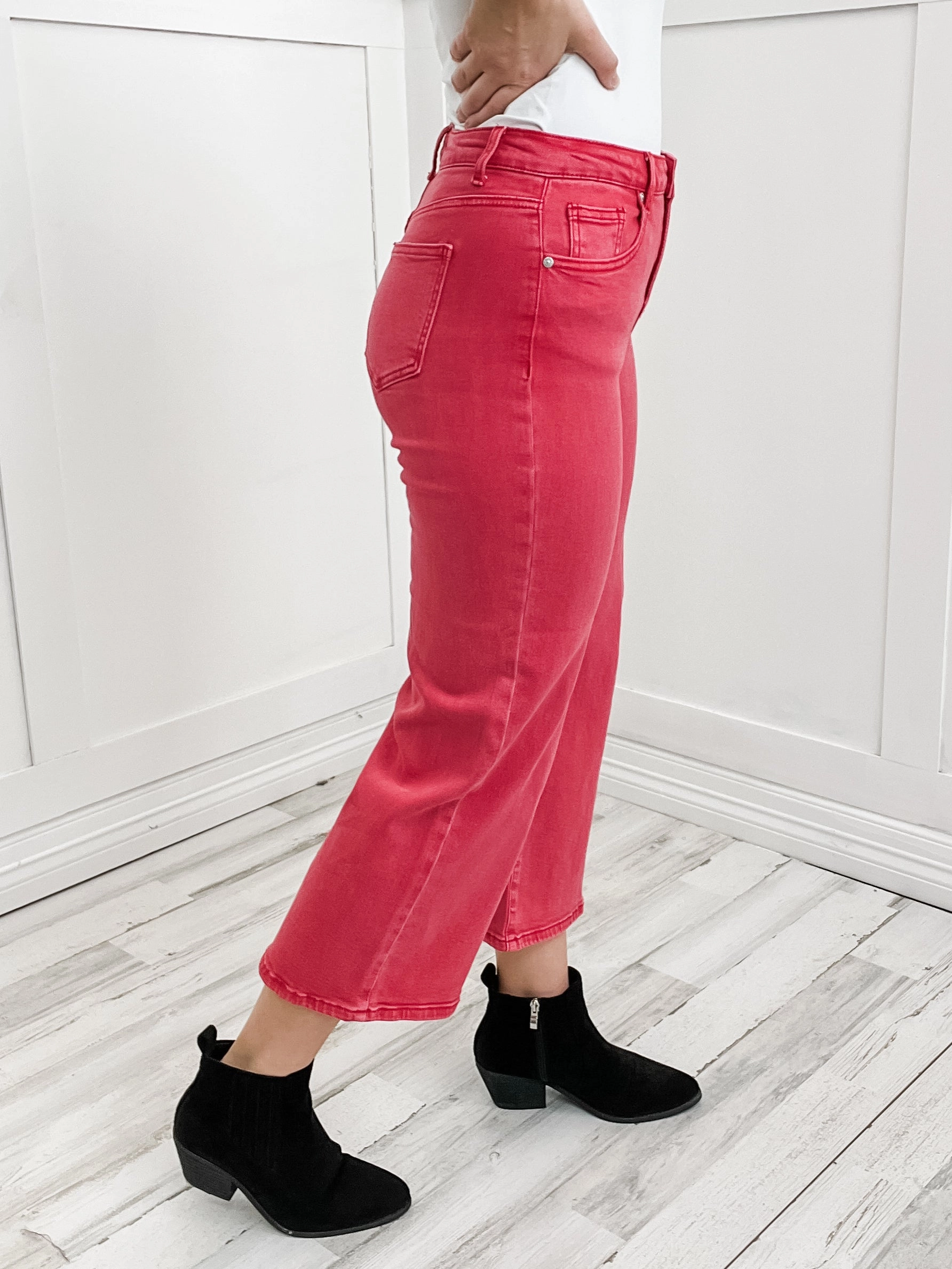 Special A Vintage Magenta High Rise Boot Cut Stretch Wide Leg Weekend Getaway Stylish Weekend Warrior Smooth
