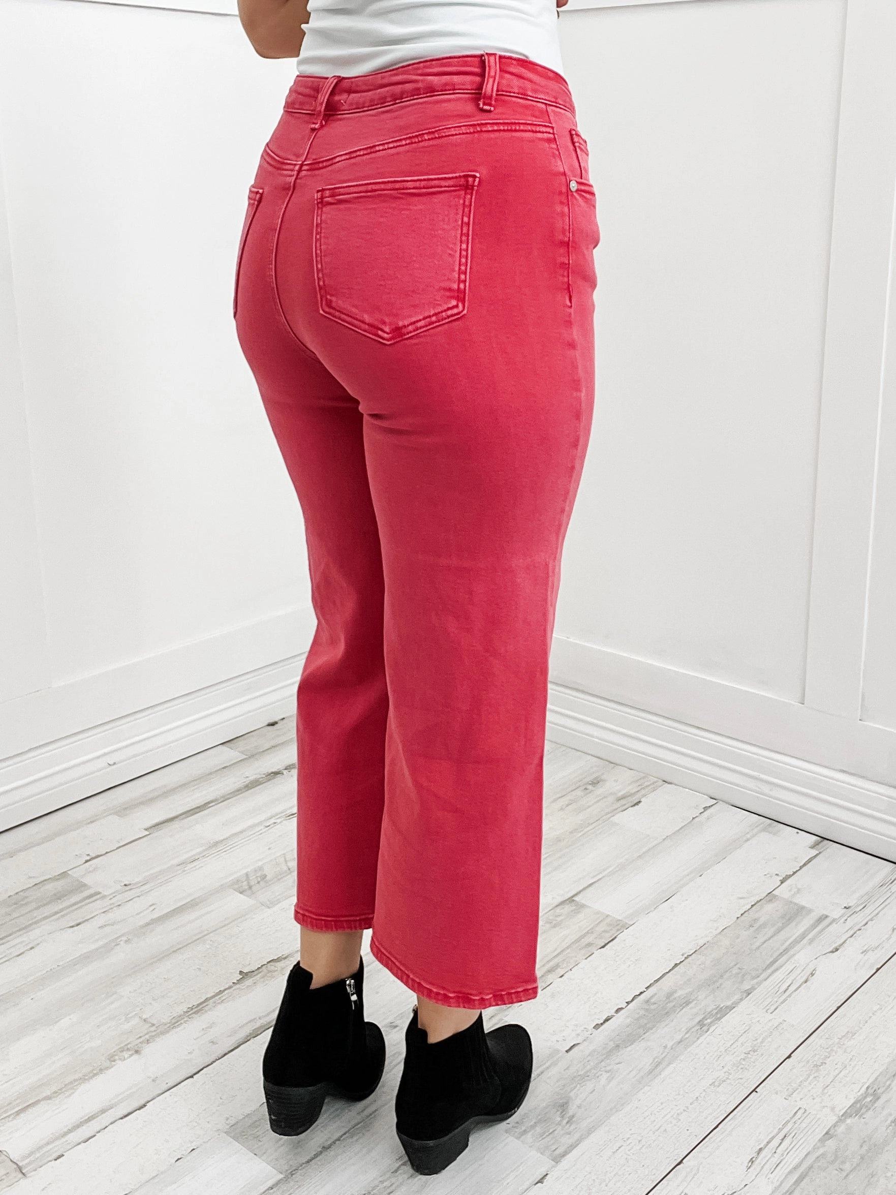 Urban Explorer Evening Stroll Casual Friday Special A Vintage Magenta High Rise Boot Cut Stretch Wide Leg