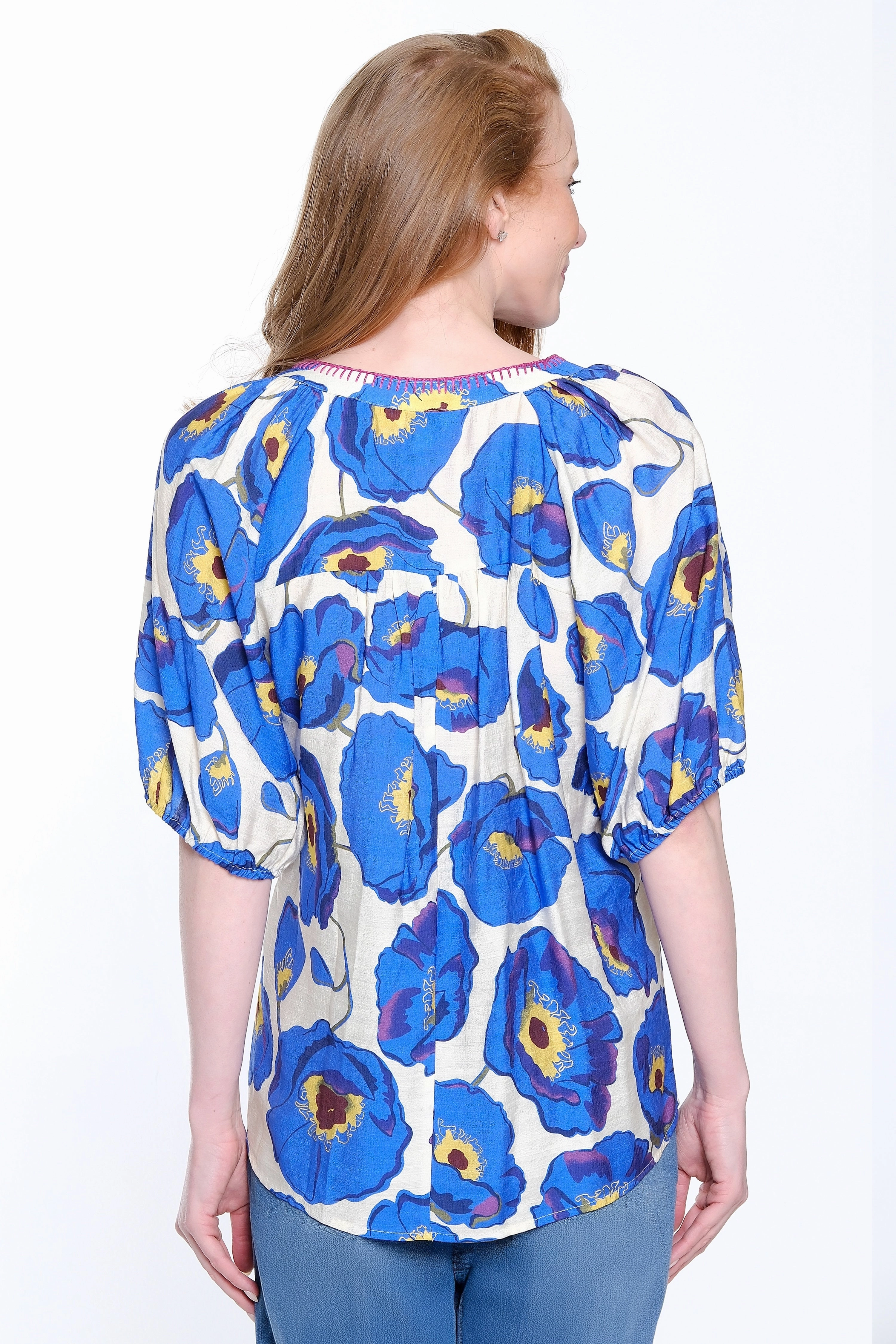 Split Neck Top ?C Multi Cozy Blouse