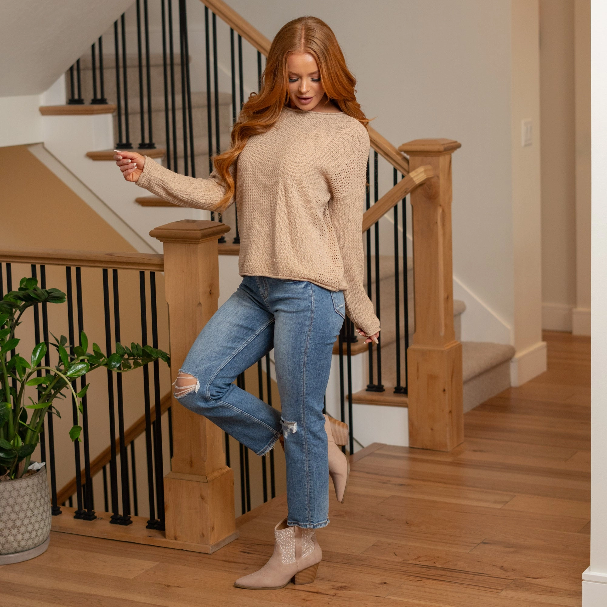 Smart Basic LOVERVET Dark Devon High Rise Cropped Straight Leg Regular & Plus Sizes Medium Blue Wash